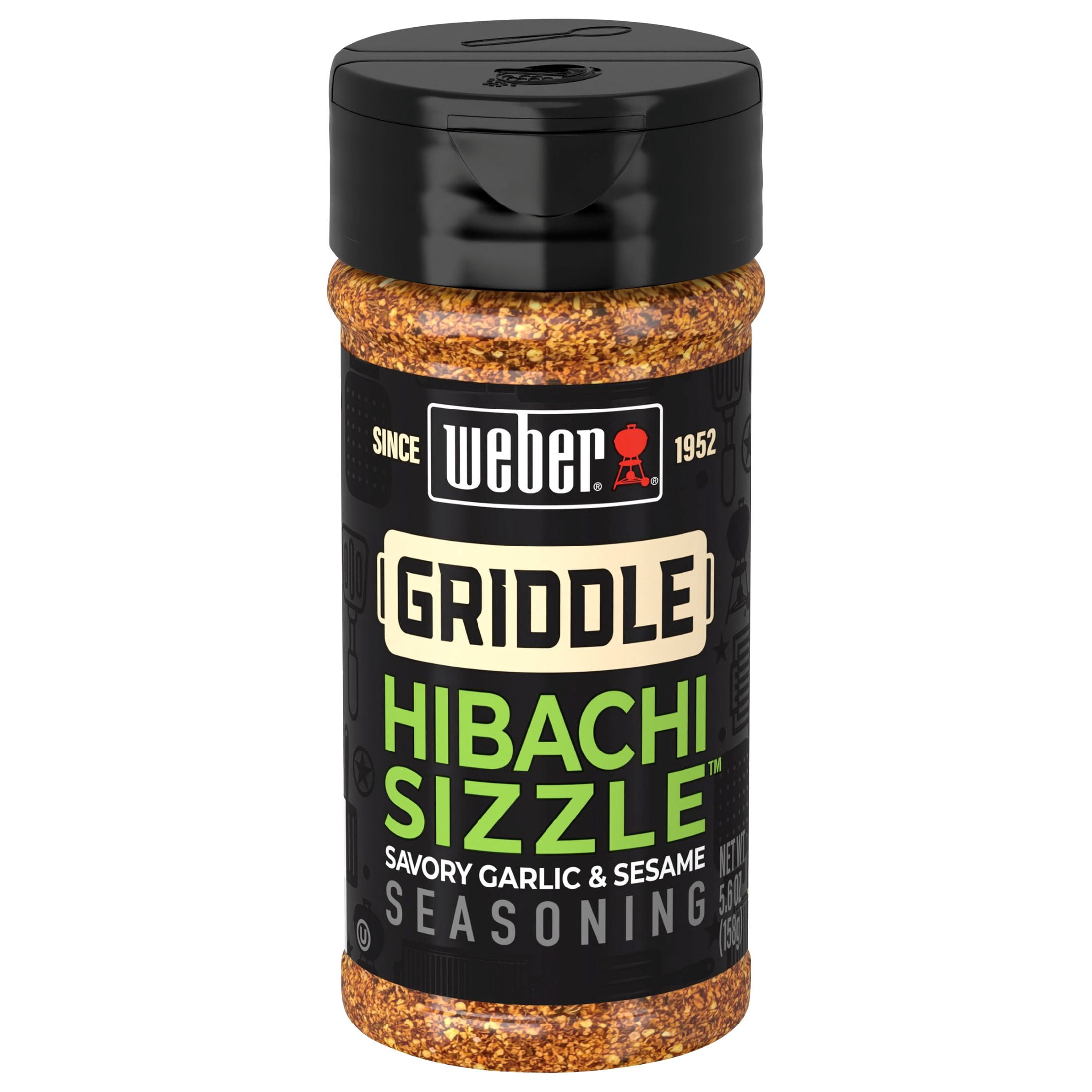 Weber Griddle Hibachi Sizzle, Savory Garlic and Sesame Seasoning Blend, 5.6 oz Bottle