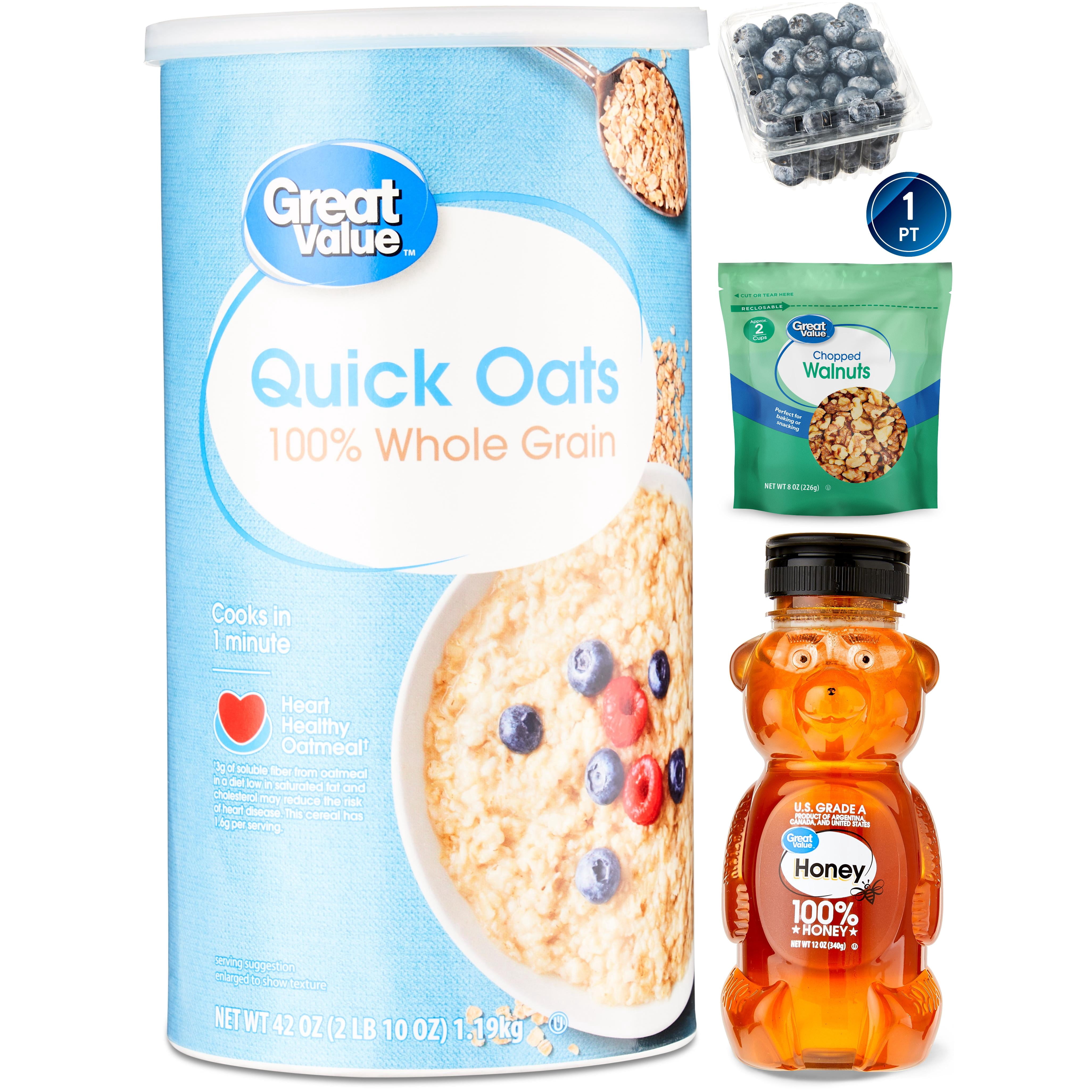 Wholesome Hot Oatmeal Breakfast Bundle with Blueberries, Walnuts and Honey
