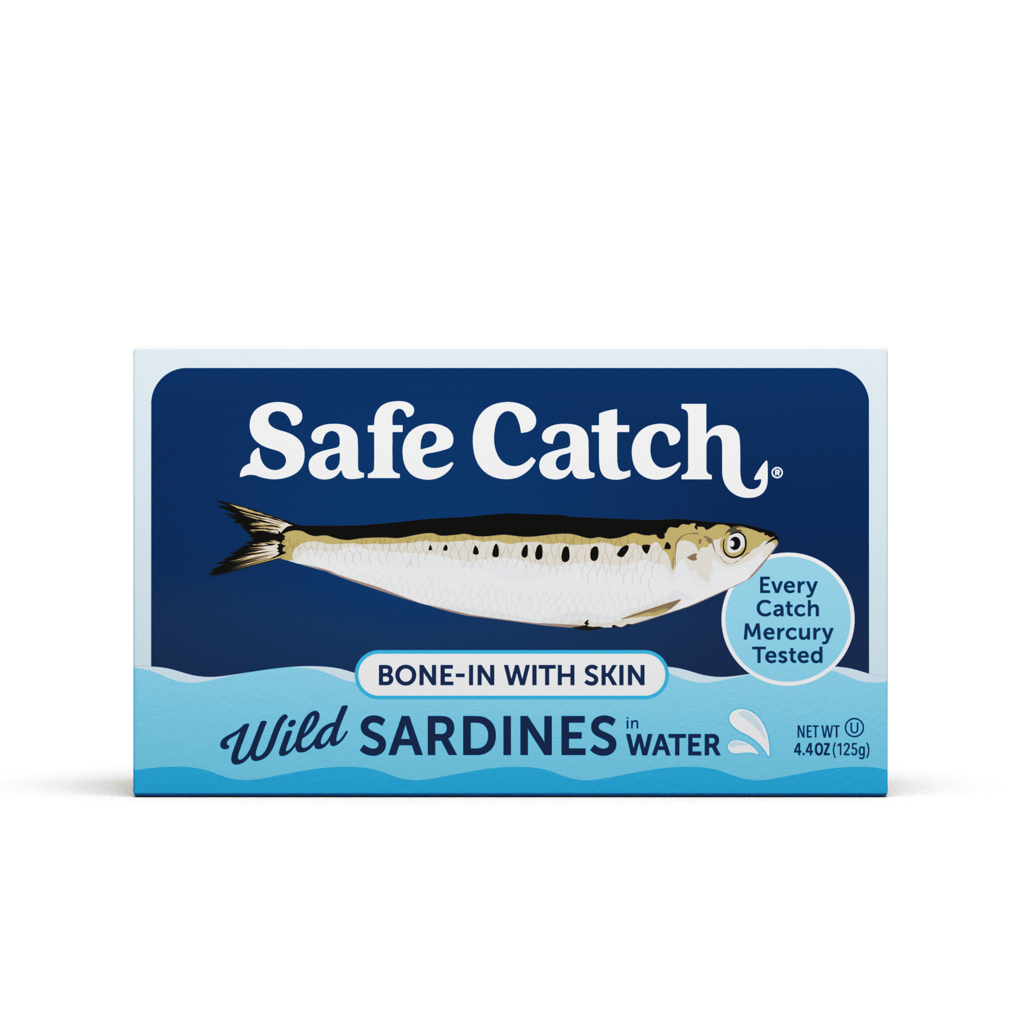 Safe Catch Bone-In with Skin Wild Sardines in Water, 4.4 oz Shelf-Stable Canned Seafood