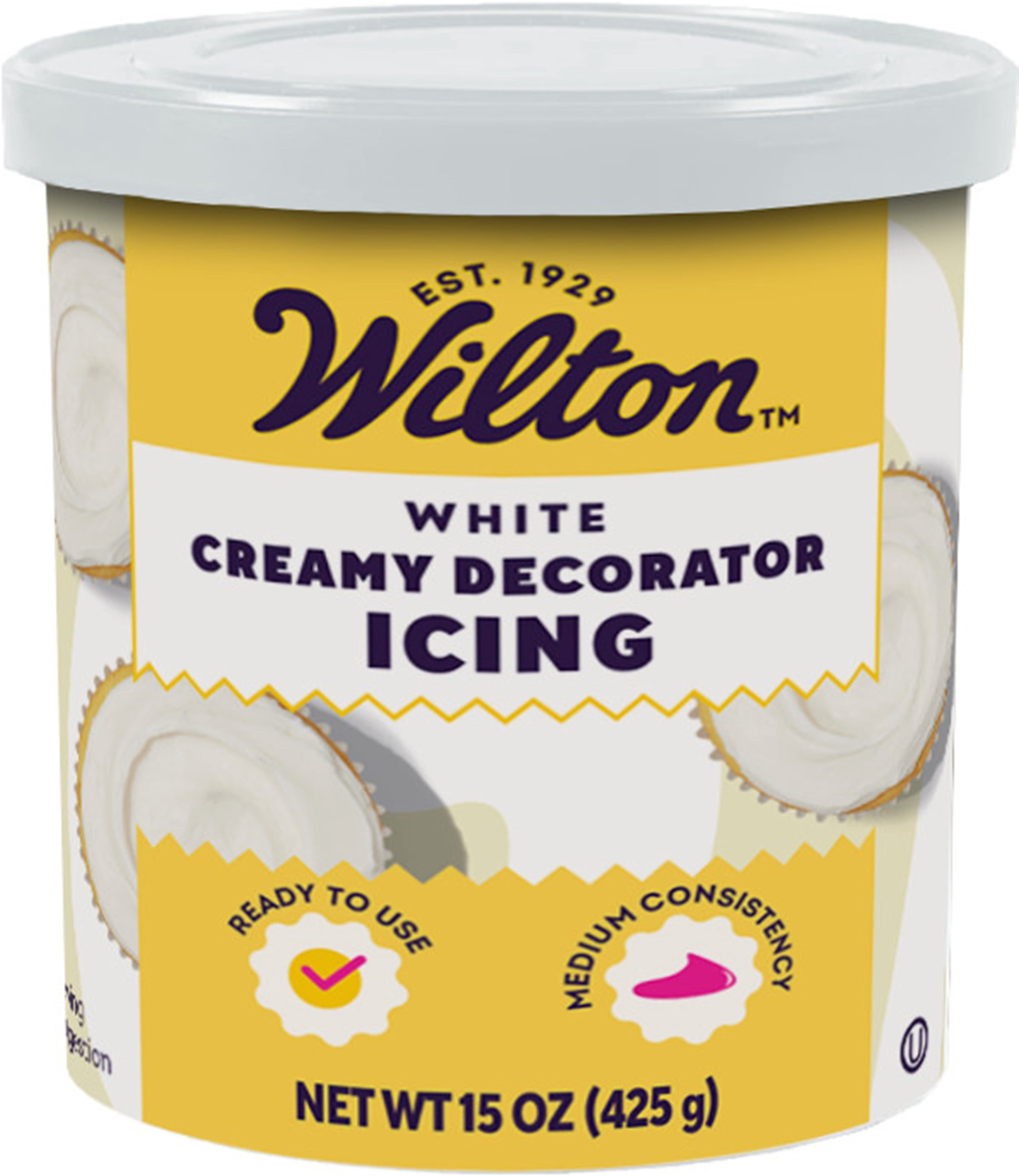 Wilton White Vanilla Buttercream Icing, Kosher, 15 oz Tub, Fish-Free