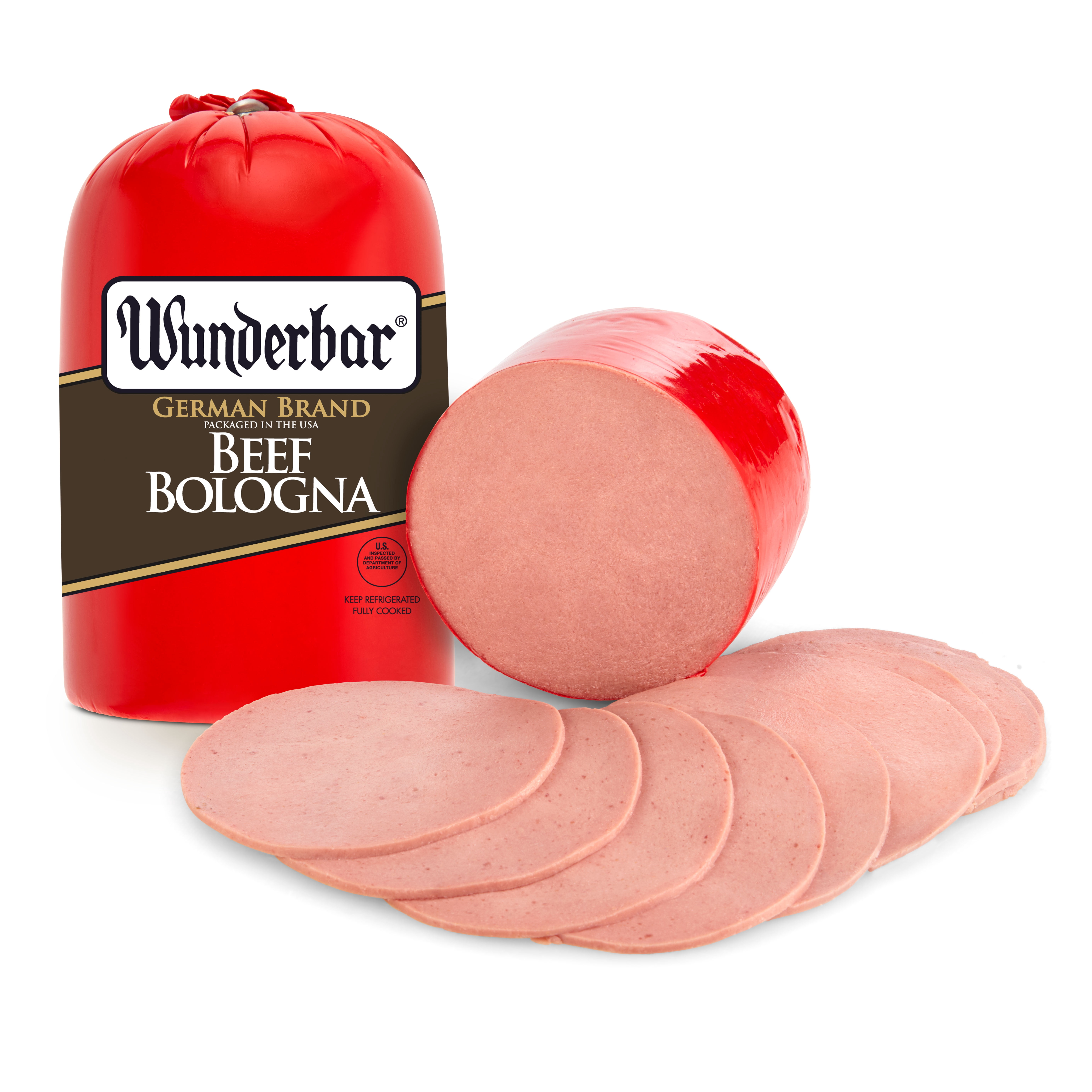 Wunderbar Sliced Fresh Lunch & Deli Meats, German Brand Beef Bologna, Resealable Pouch