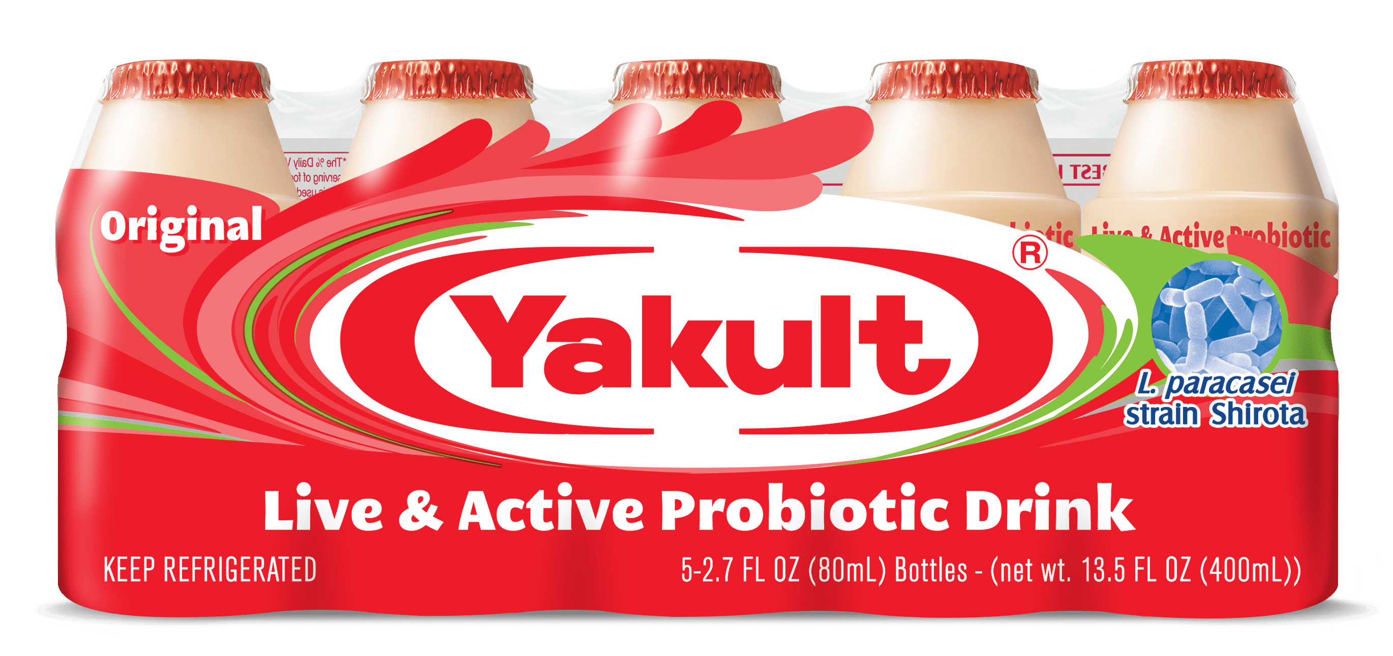 Yakult Non-Fat Live & Active Probiotic Drink, 2.7 fl oz, 5 Count, Gluten Free, Fat Free, Cholesterol Free- Yogurt section