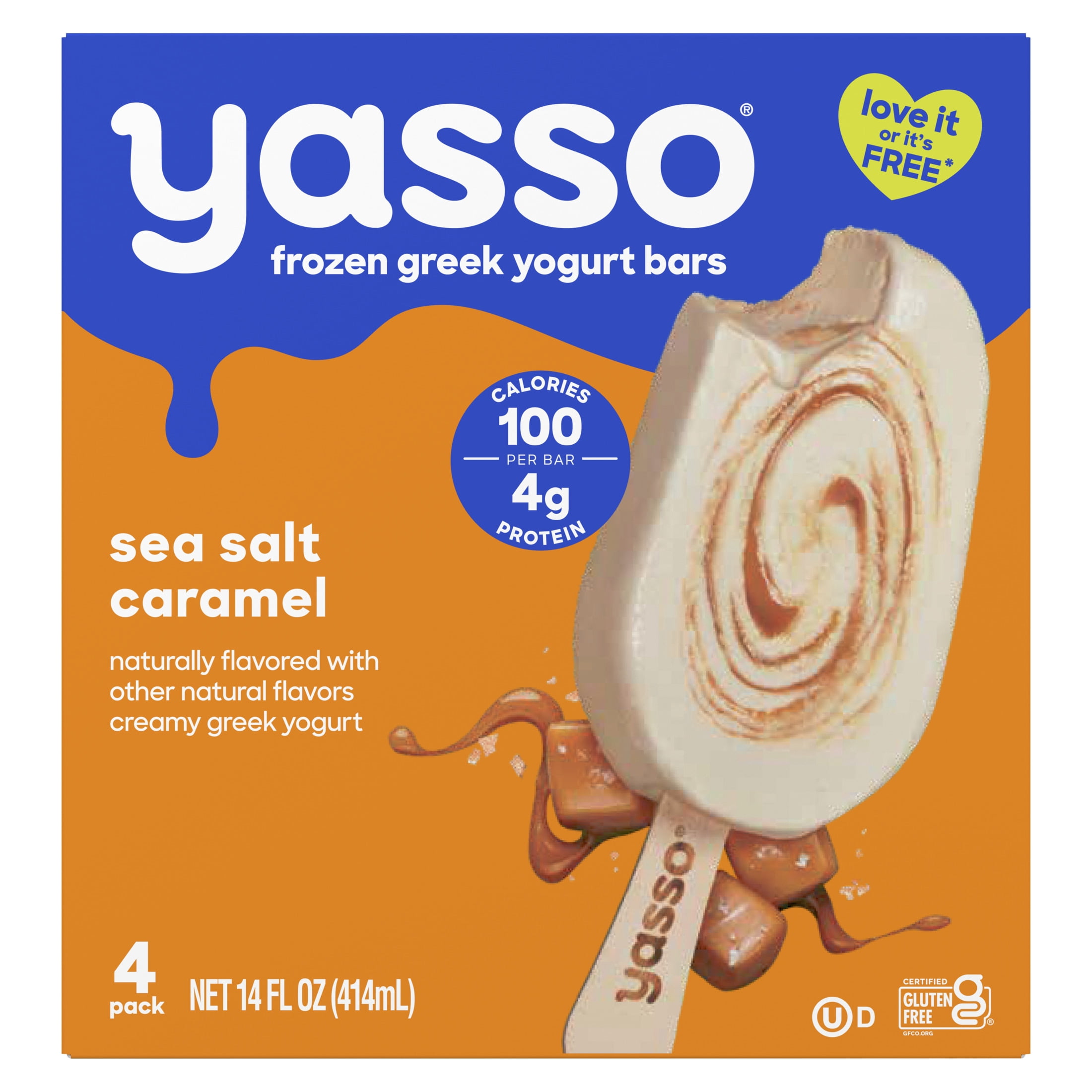 Yasso Frozen Sea Salt Caramel Greek Yogurt Bars, Kosher, Gluten-Free 4 Count