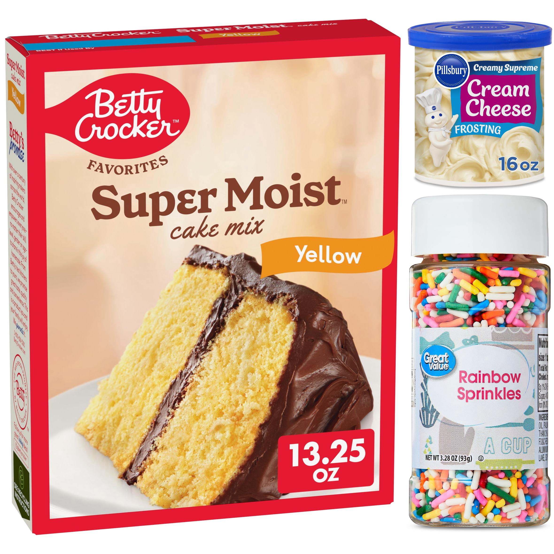 Yellow Cake Mix, Cream Cheese Frosting & Rainbow Sprinkles Dessert Bundle