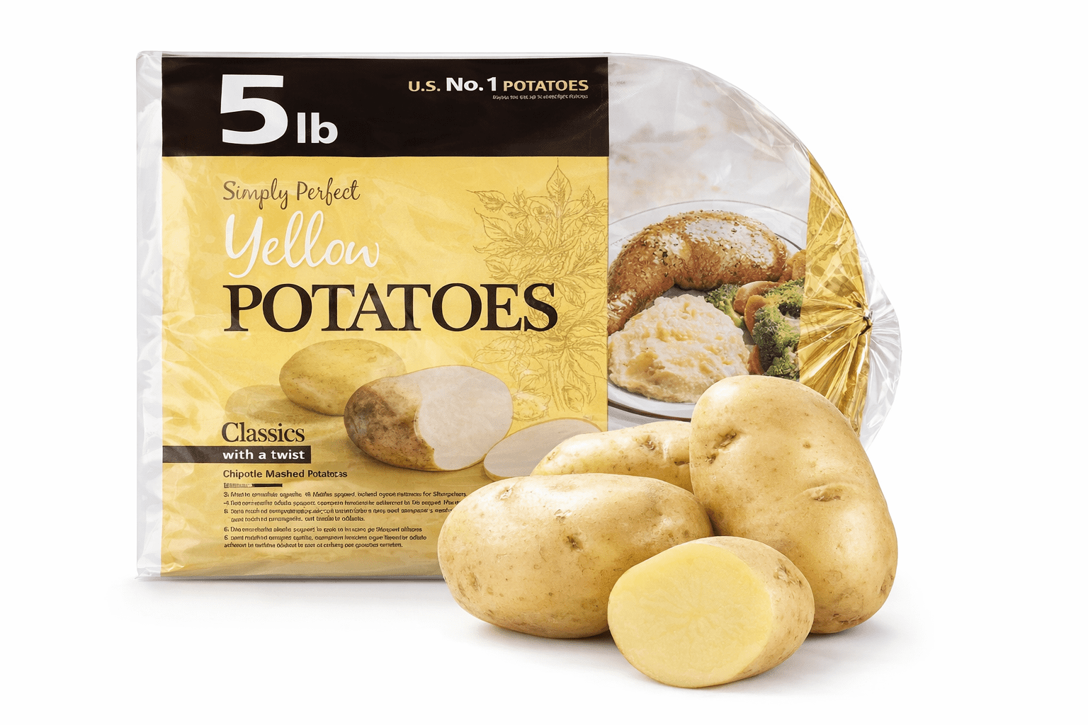Fresh Whole Yellow Potatoes, 5lb Bag