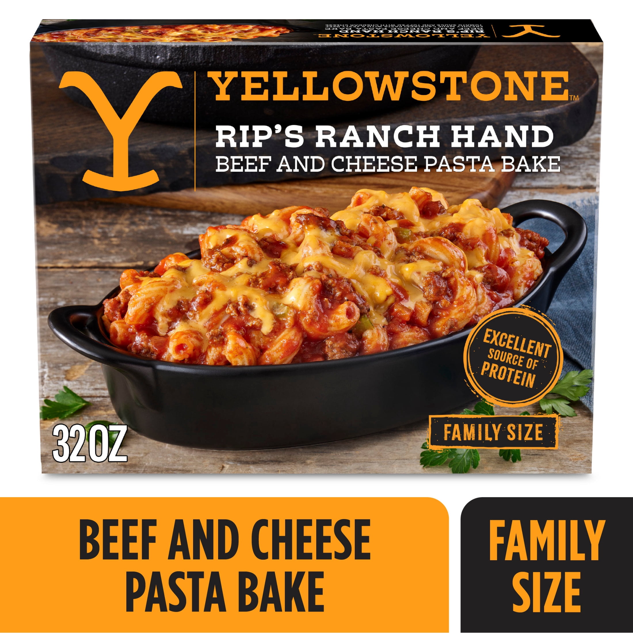 Yellowstone Beef and Cheese Pasta Bake Family Size Meal, Protein Dinner, Family Frozen Meals 2 lb.