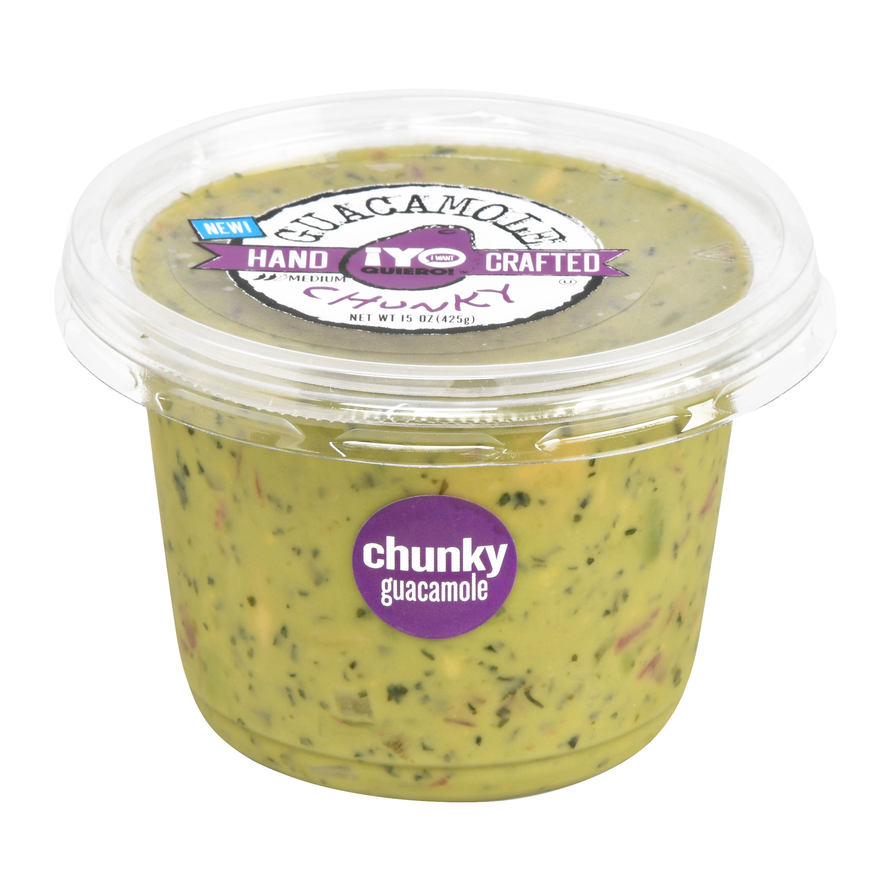 Yo Quiero! Fresh Produce, Refrigerated, Hand Crafted Chunky Guacamole Dip, 15 oz Tub