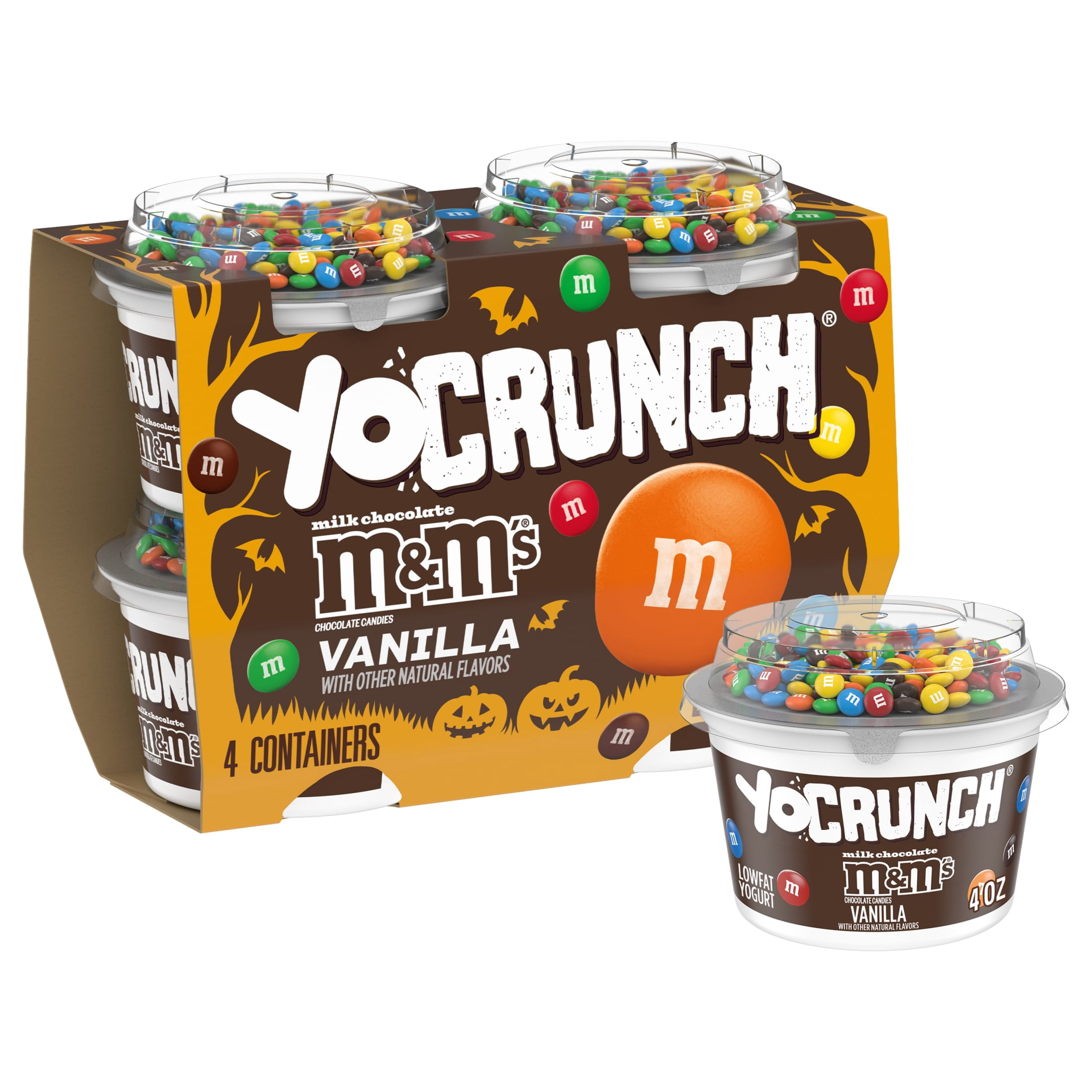 YoCrunch Vanilla Low Fat Yogurt with Mini M&Ms(R), Single Serve Snacks, 4 oz Yogurt Cups, 4 Count