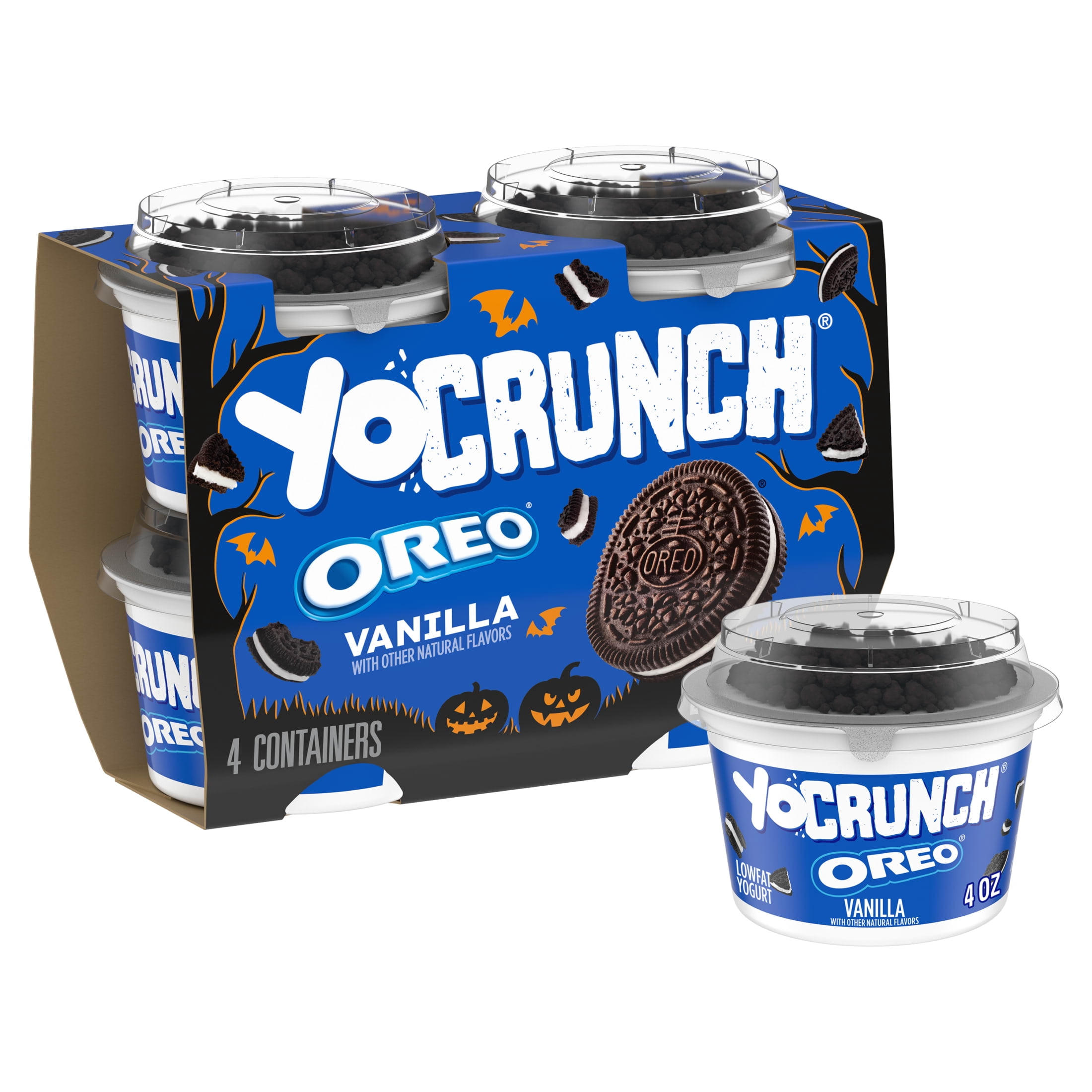 YoCrunch Vanilla Low Fat Yogurt with OREO(R) Cookie Pieces, Single Serve Snacks, 4 oz Yogurt Cups, 4 Count