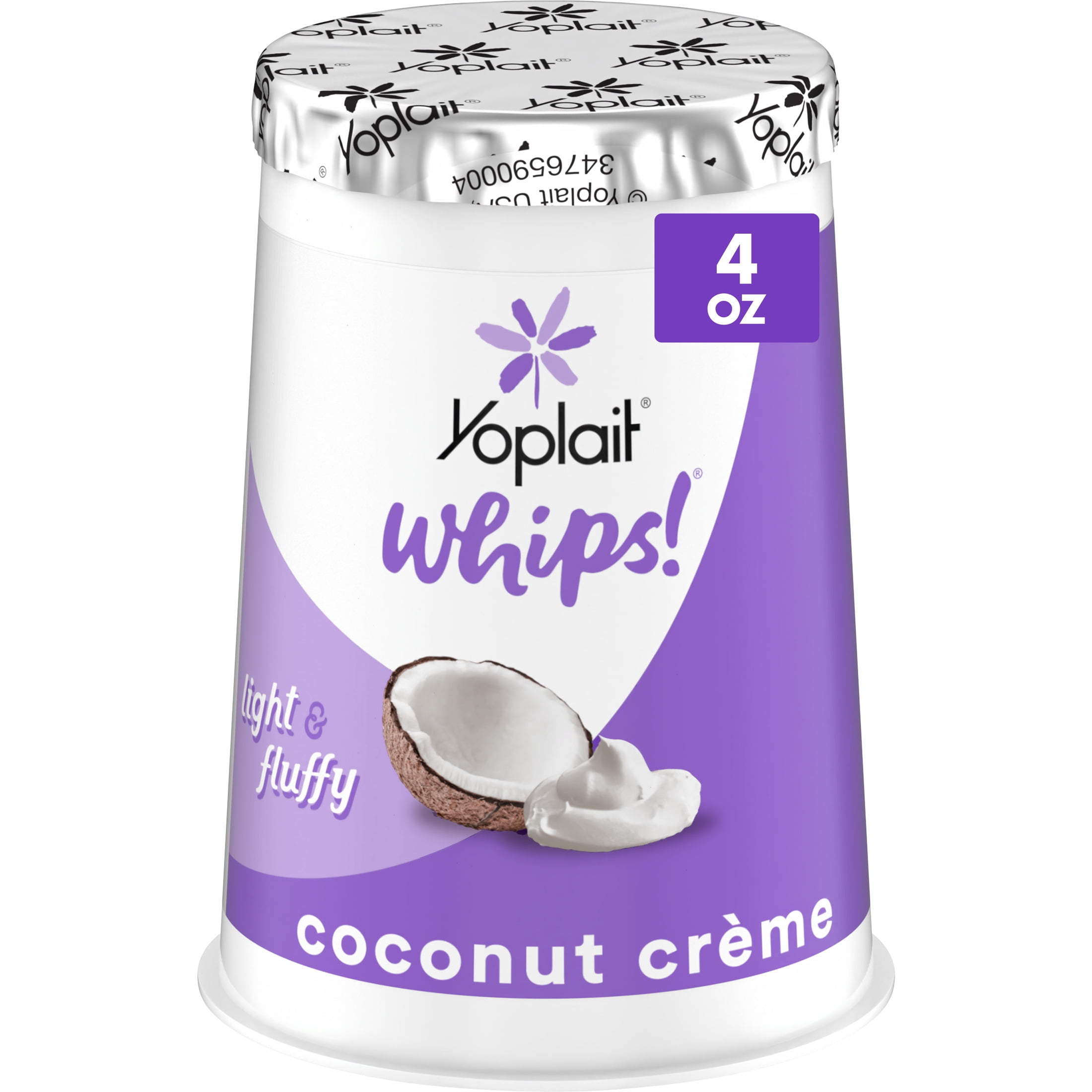 Yoplait Whips Yogurt Mousse, Coconut Creme Flavored, Gluten Free Snack, 4 OZ Yogurt Cup