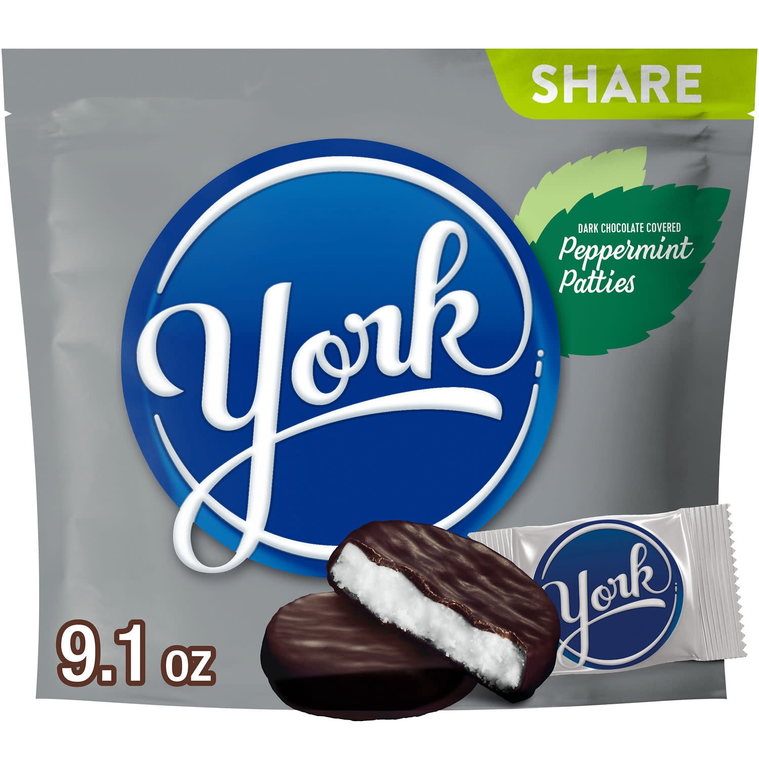 York Dark Chocolate Peppermint Patties Candy - Share Pack, 9.1 oz