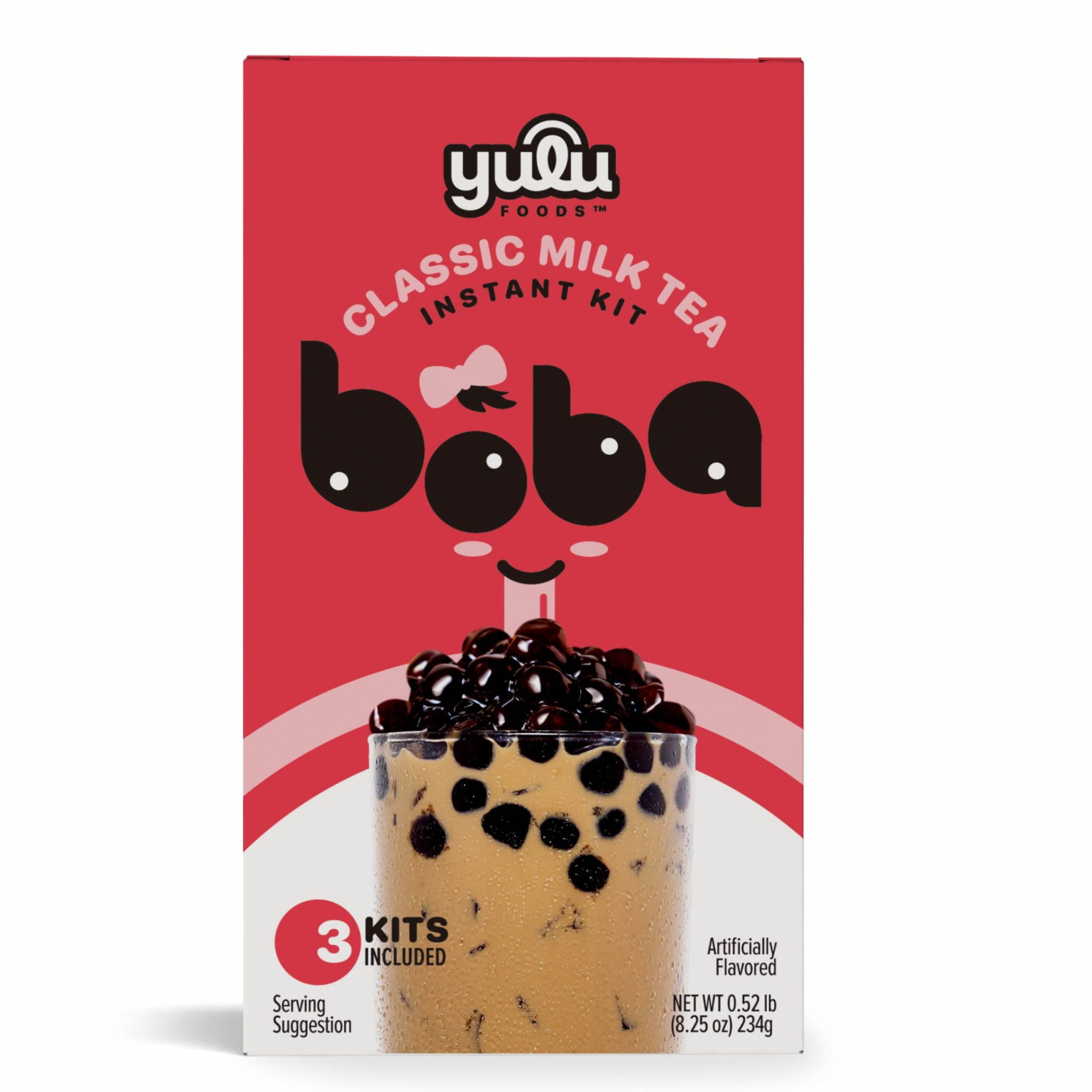 Yulu Foods Instant Boba Classic Milk Tea, Bubble Tea Kit, 3 Drinks