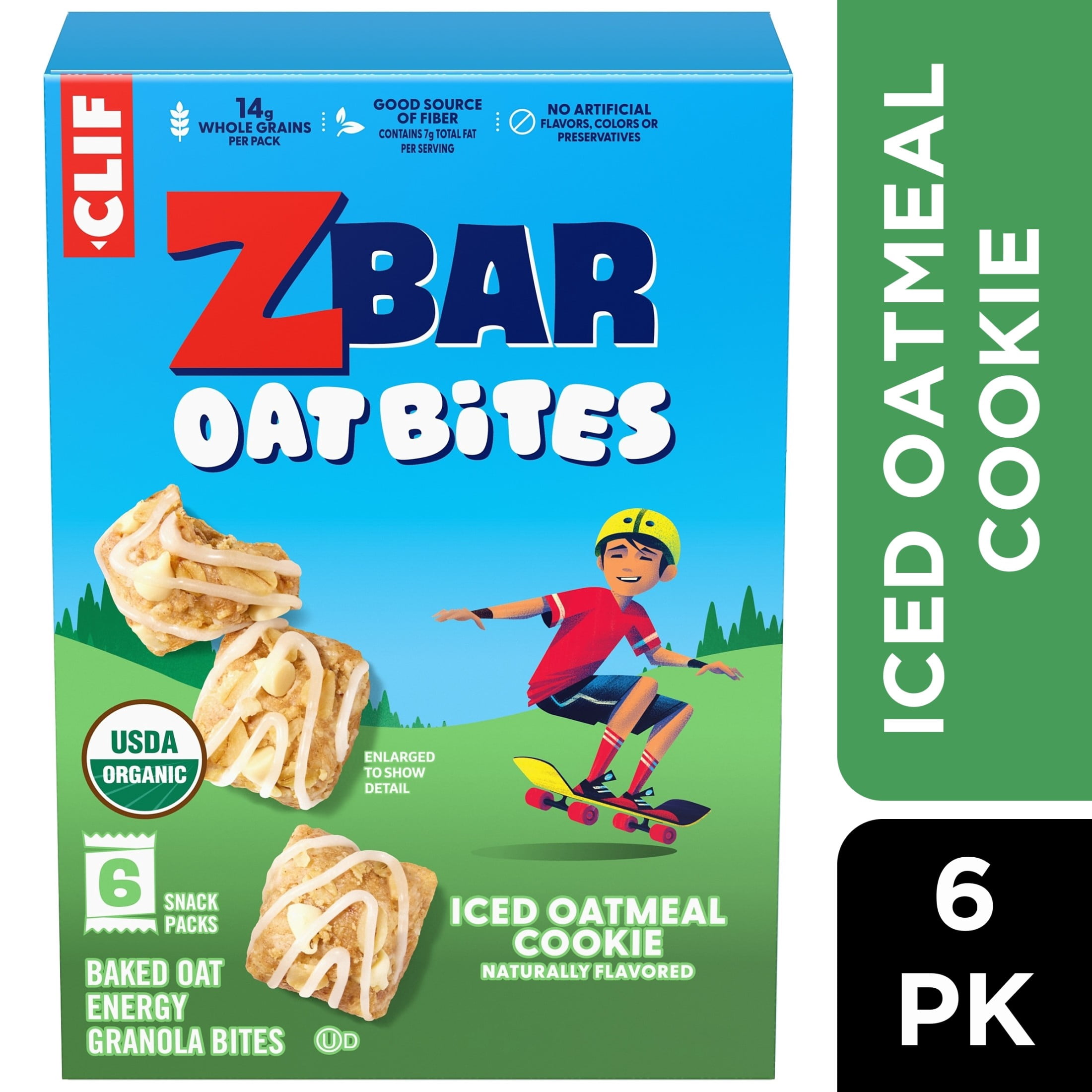 Zbar Oat Bites Iced Oatmeal Cookie Baked Oat Energy Granola Bites, USDA Organic Snacks for Kids, 6 Count