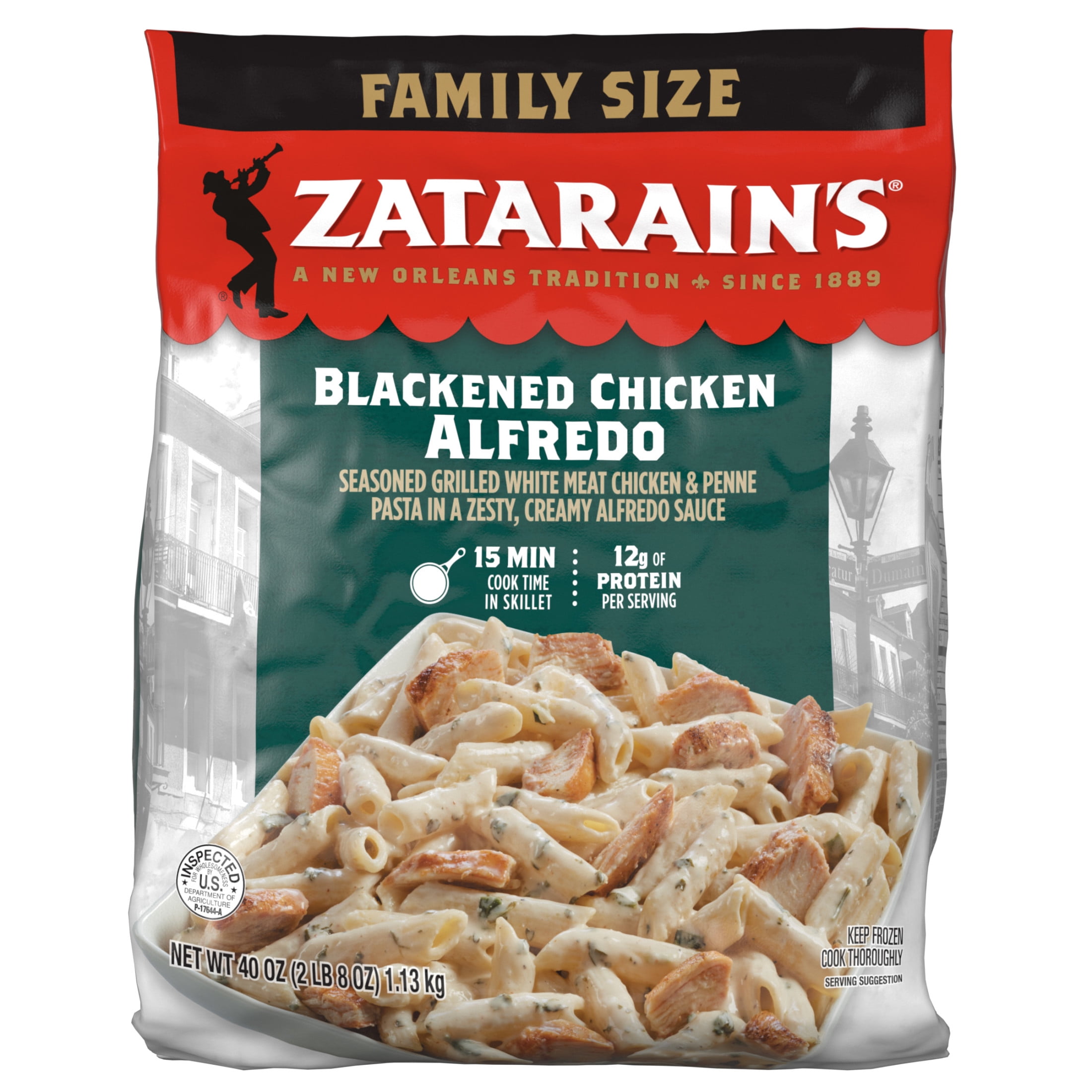 Zatarain's Family Size Frozen Blackened Chicken Alfredo, 40.0 oz Bag