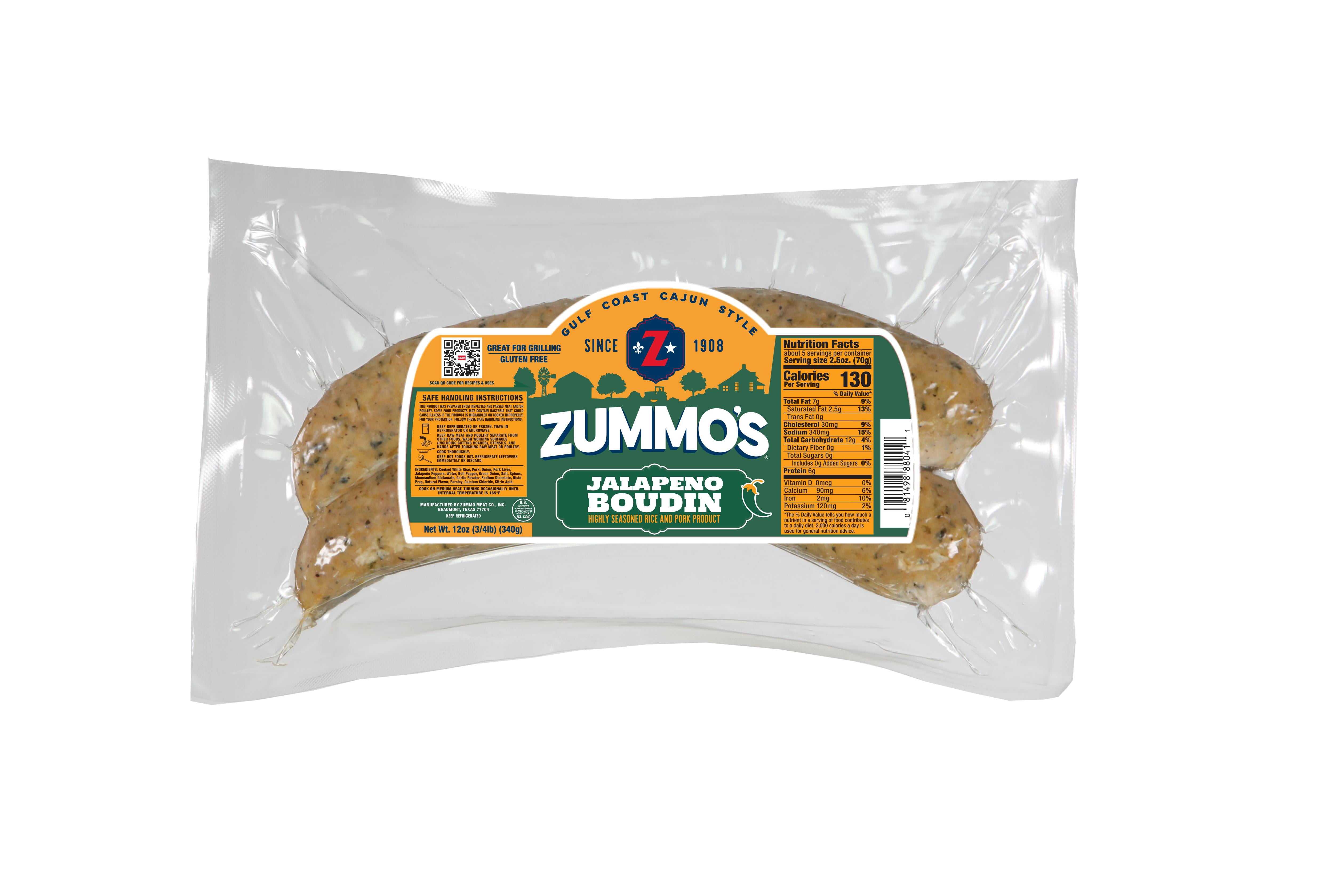 Zummo's Cajun Style Jalapeno Boudin, 12 oz. 2 Count Pack