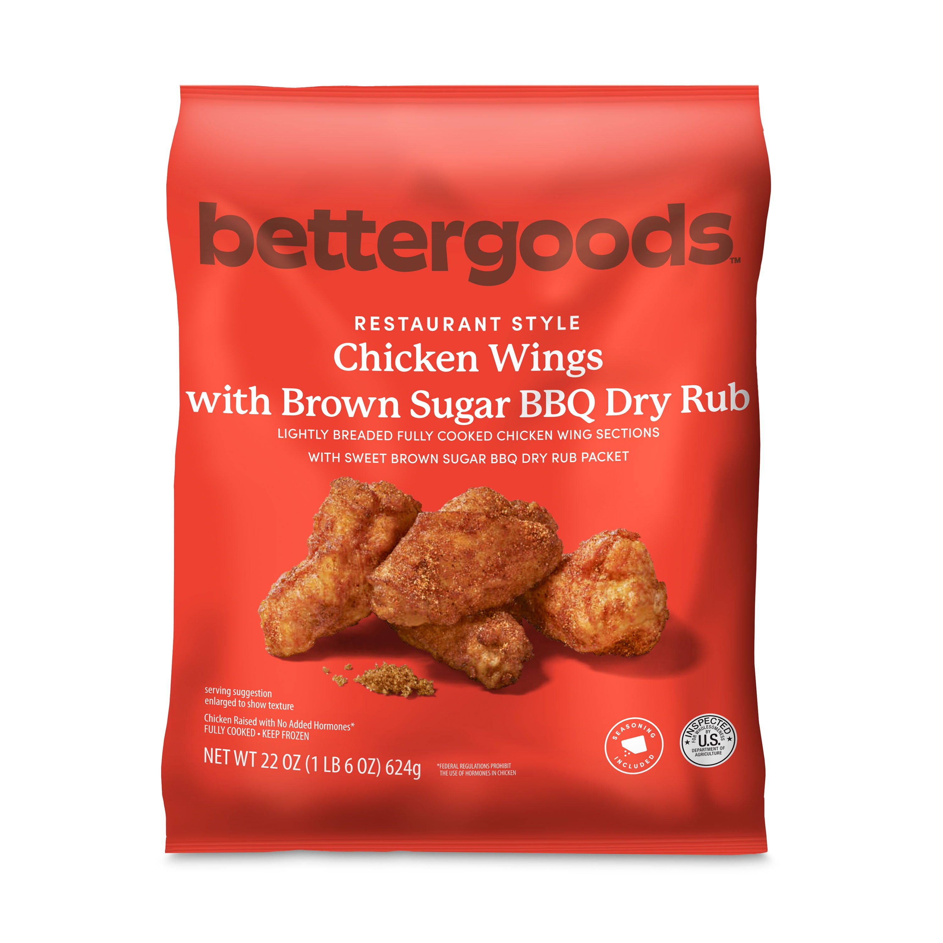 bettergoods Chicken Wings with Brown Sugar BBQ Dry Rub, 22 oz (Frozen)