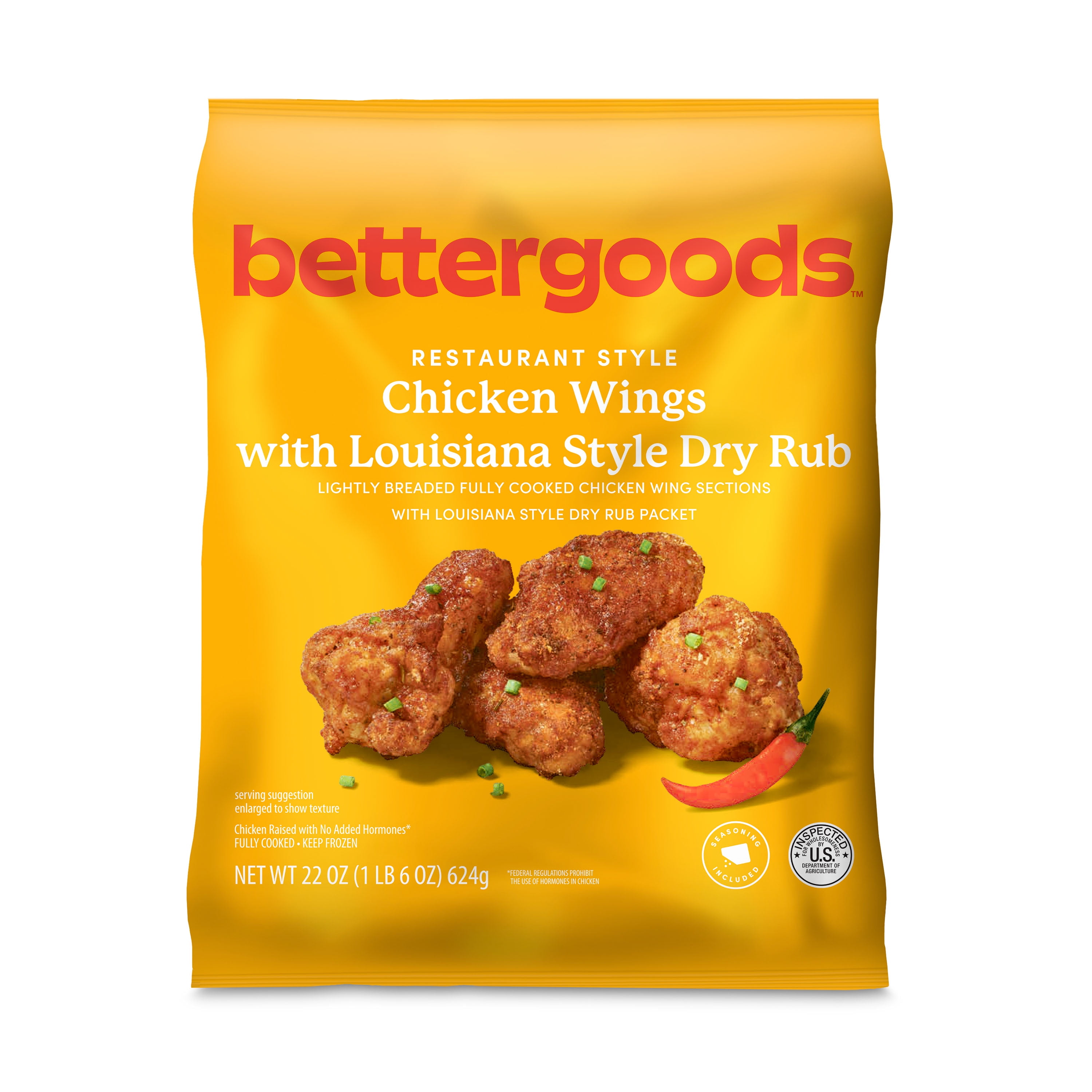 bettergoods Chicken Wings with Louisiana Style Dry Rub, 22 oz (Frozen)