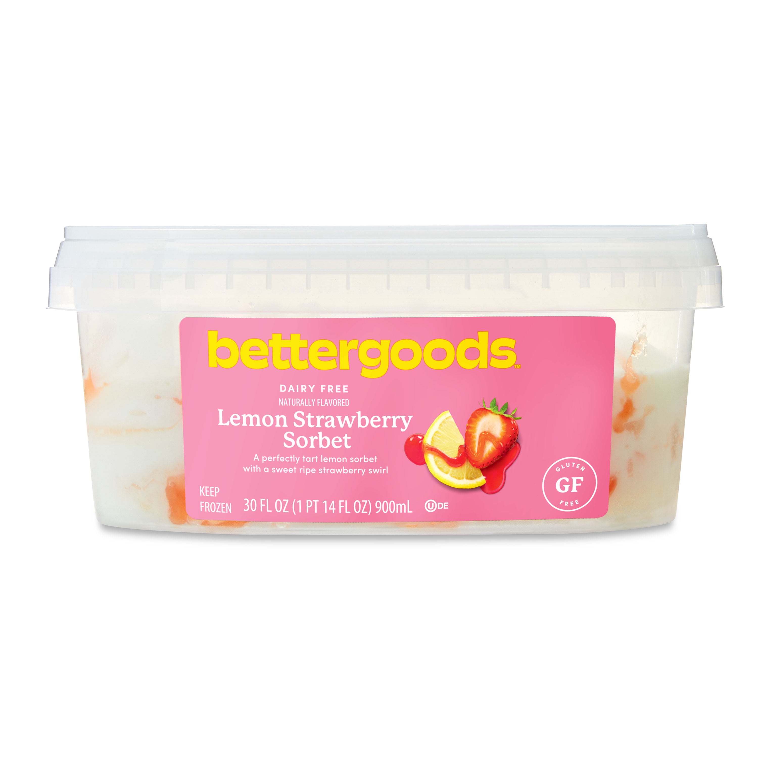 bettergoods Dairy-Free Lemon Strawberry Sorbet, 30 fl oz (Frozen)