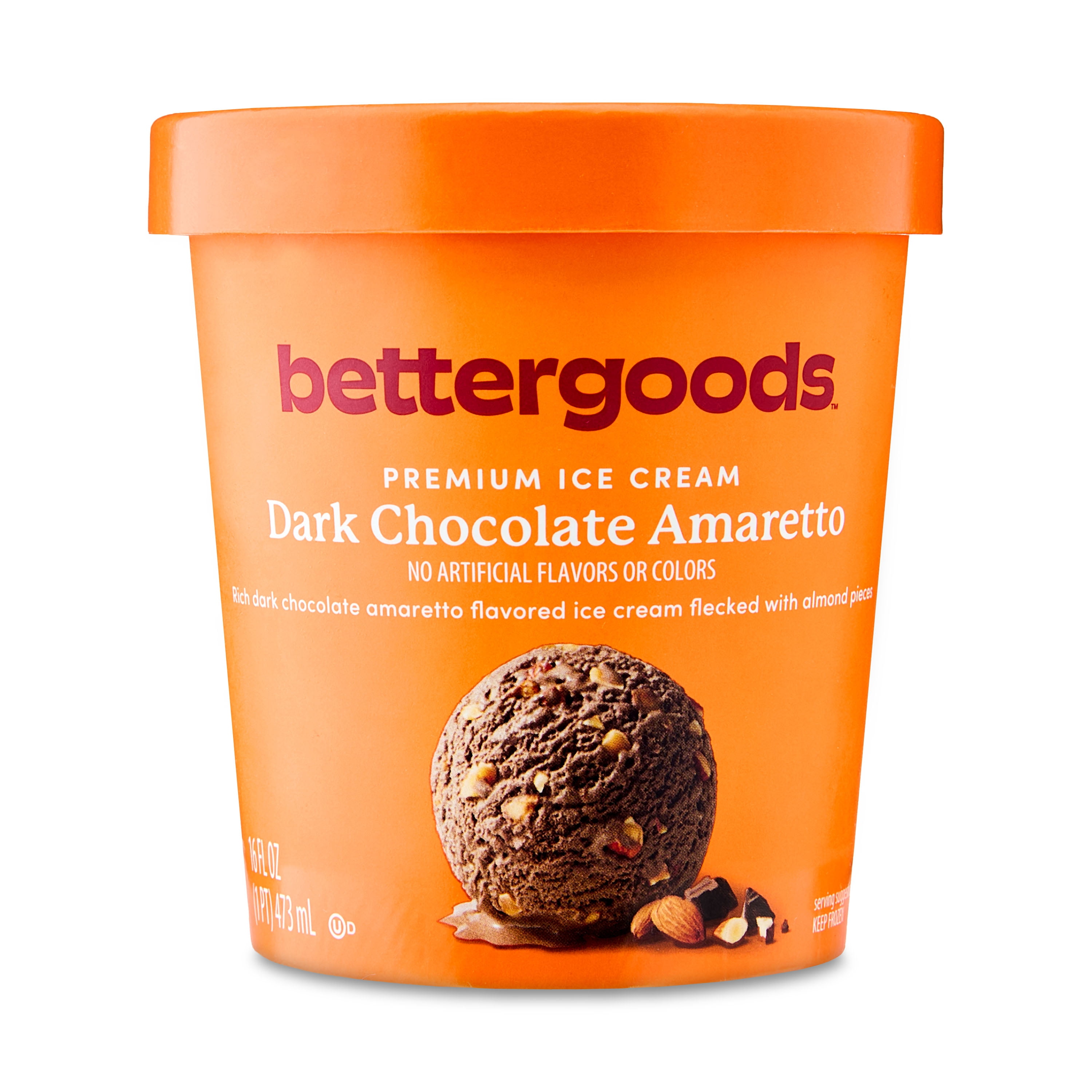 bettergoods Dark Chocolate Amaretto Premium Ice Cream, 16 fl oz