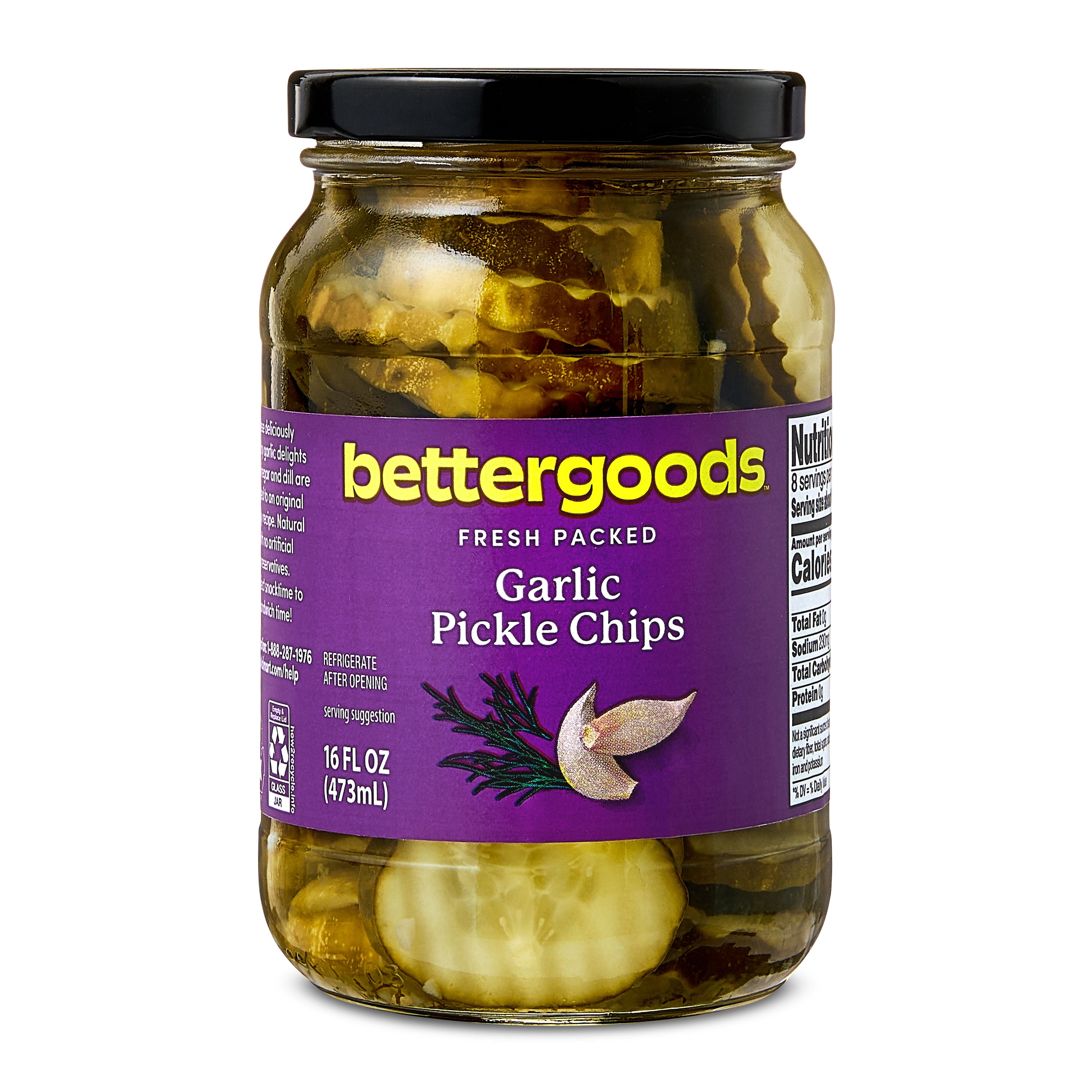 bettergoods Garlic Pickle Chips, 16 fl oz Jar
