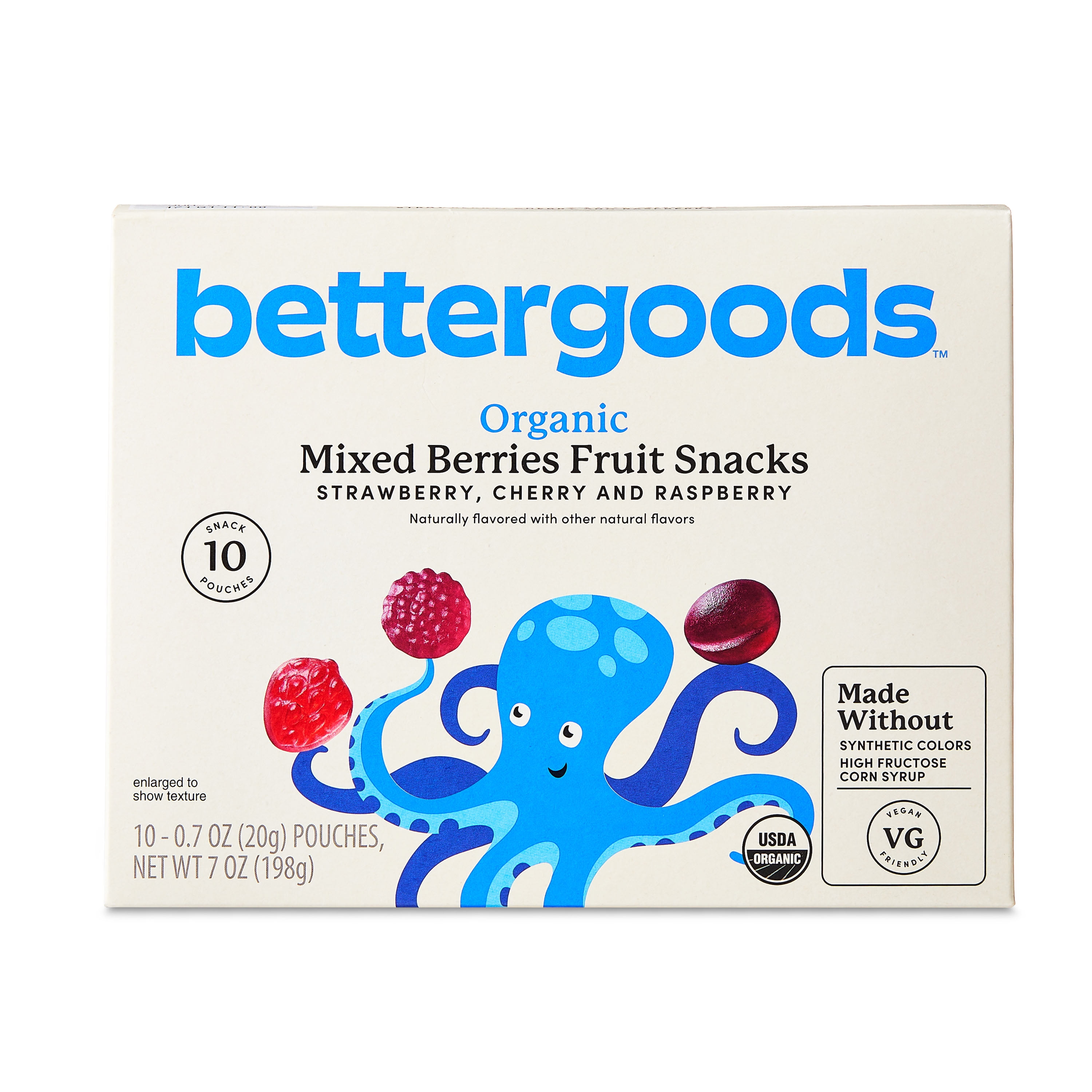 bettergoods Organic Mixed Berry Fruit Snacks, 0.7 oz, 10 Count