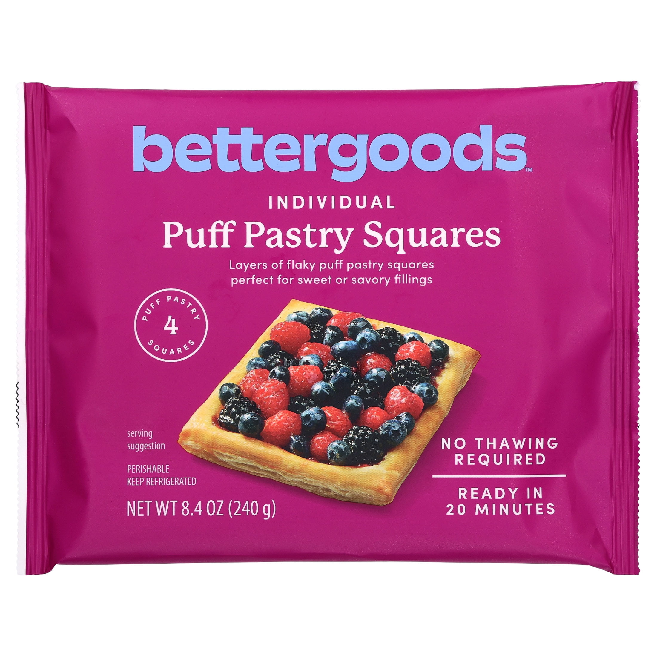 bettergoods Individual Puff Pastry Squares, 8.4 oz, 4 Count