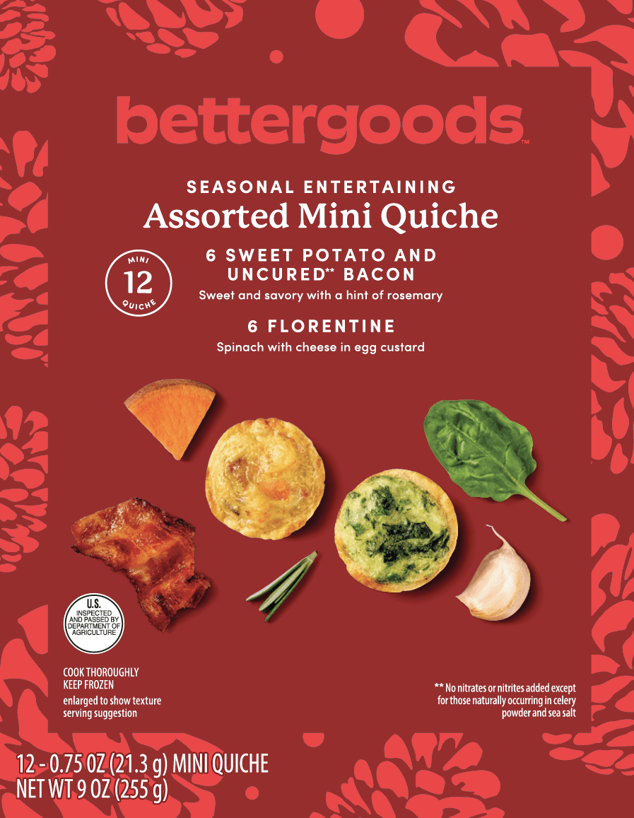 bettergoods Seasonal Entertaining Assorted Mini Quiche, 9 oz, 12 Count (Frozen)