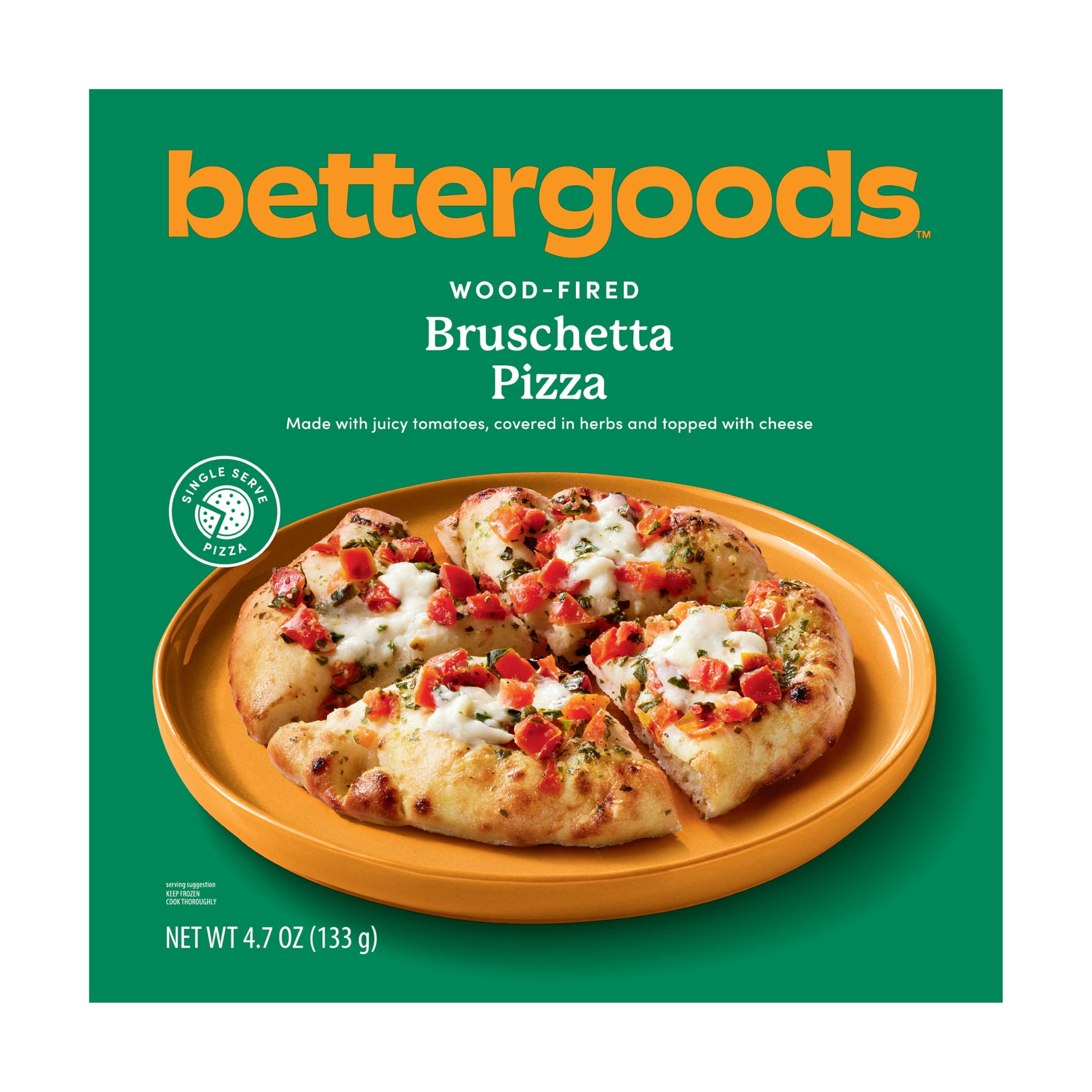bettergoods Woodfired Crust Bruschetta Pizza, Single Serve, 4.7 oz (Frozen)