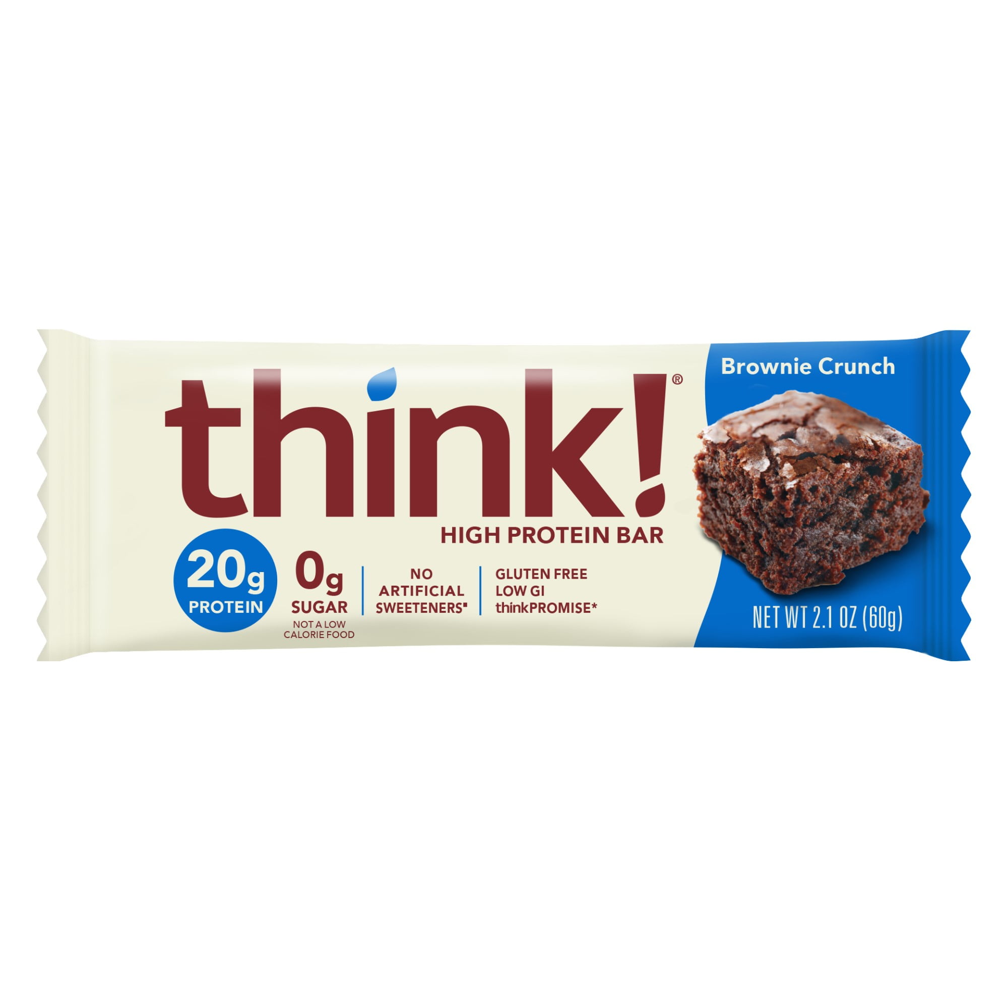 think! High Protein Bar, Brownie Crunch, 20g Protein, Gluten Free, 10 Count