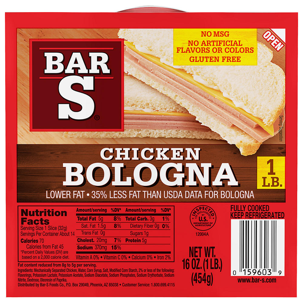 Bar S Chicken Bologna Lunch Meat, 16 oz