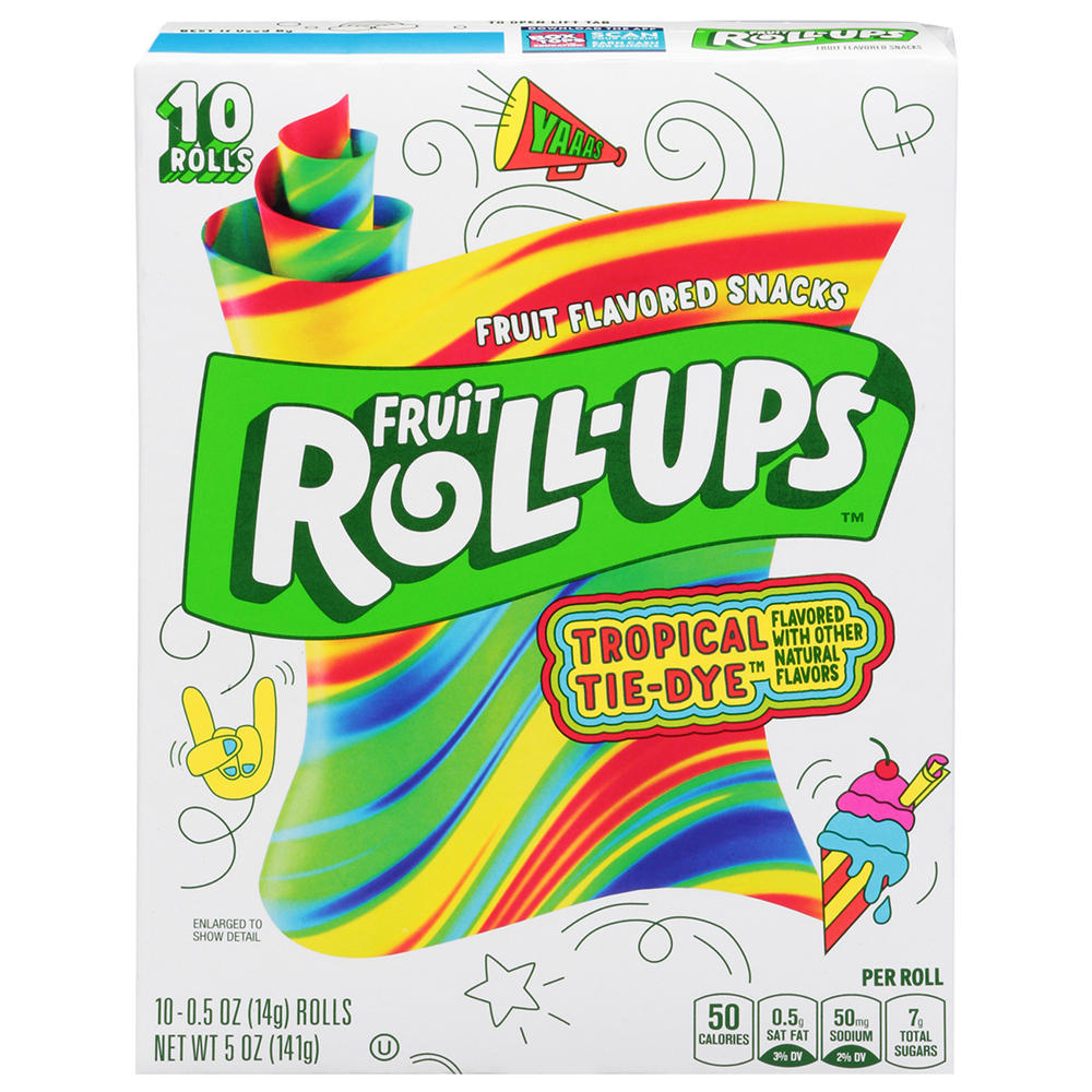 Fruit Roll-Ups Tropical Tie-Dye Fruit Snacks, 10 ct