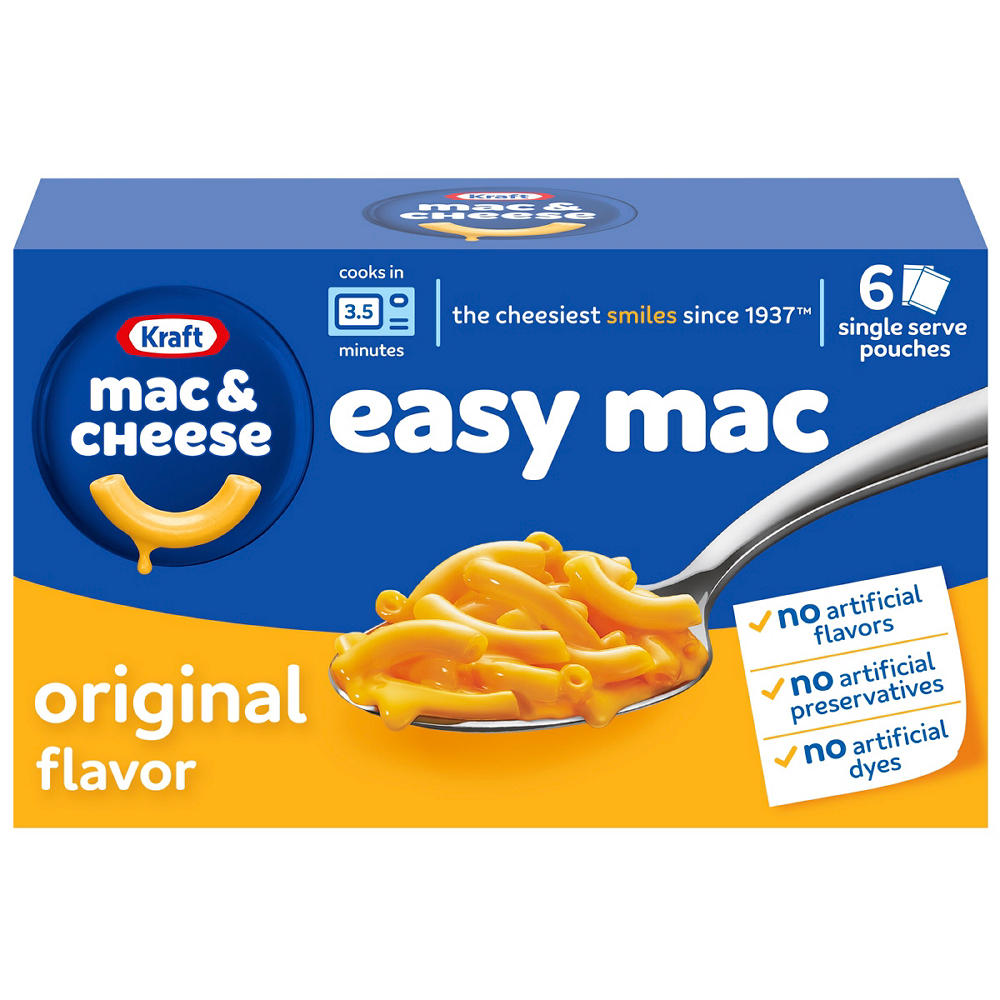 Kraft Easy Mac Original Macaroni & Cheese Dinner, 6 ct