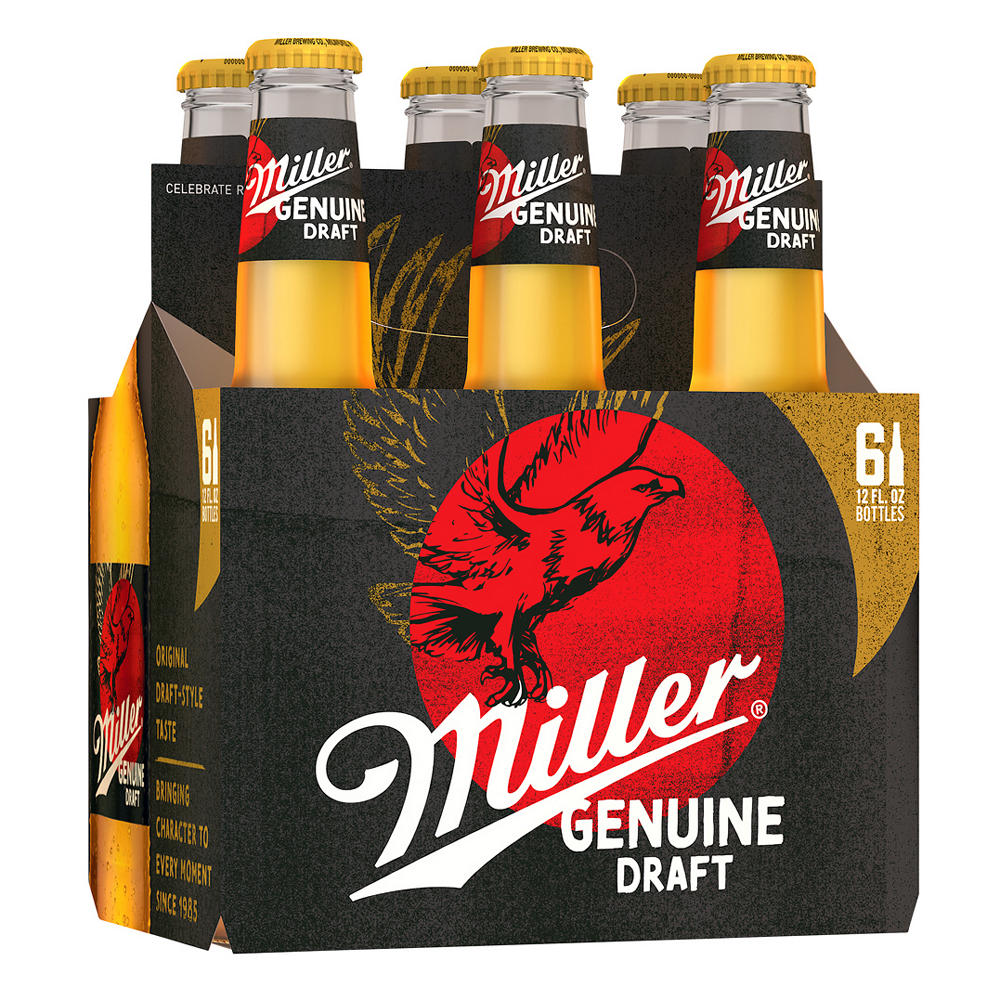 Miller Genuine Draft Lager Beer 6 pk Bottles, 12 oz