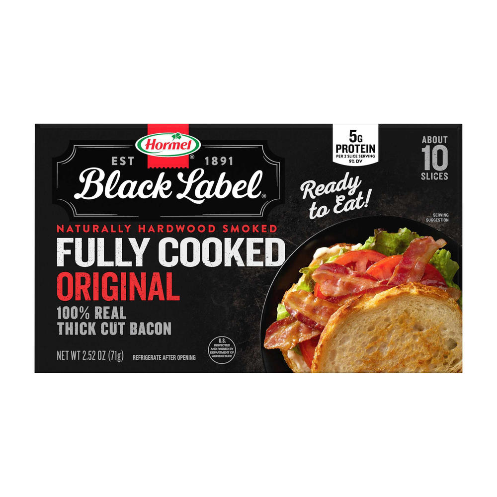 Hormel Black Label Fully Cooked Original Thick Cut Bacon, 2.52 oz