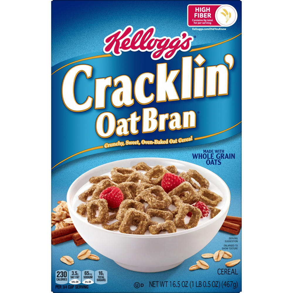 Kellogg's Cracklin' Oat Bran Original Cold Breakfast Cereal, 16.5 oz