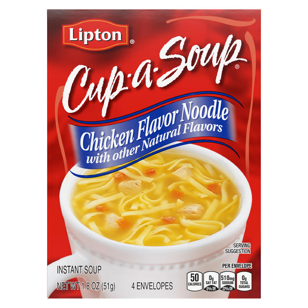 Lipton Cup-a-Soup Instant Soup Mix Chicken Noodle with Meat, 4 ct