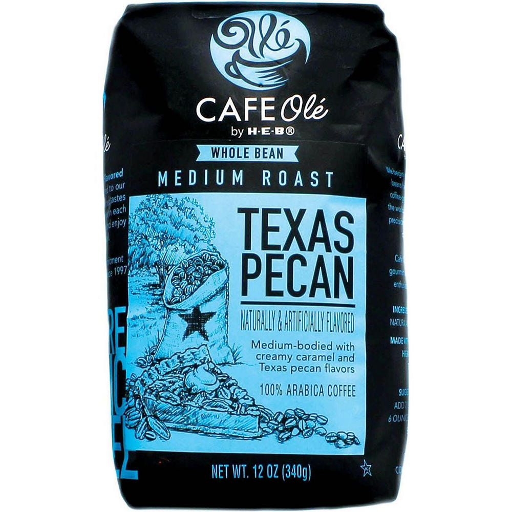 CAFE Olé by H-E-B Texas Pecan Medium Roast Whole Bean Coffee, 12 oz