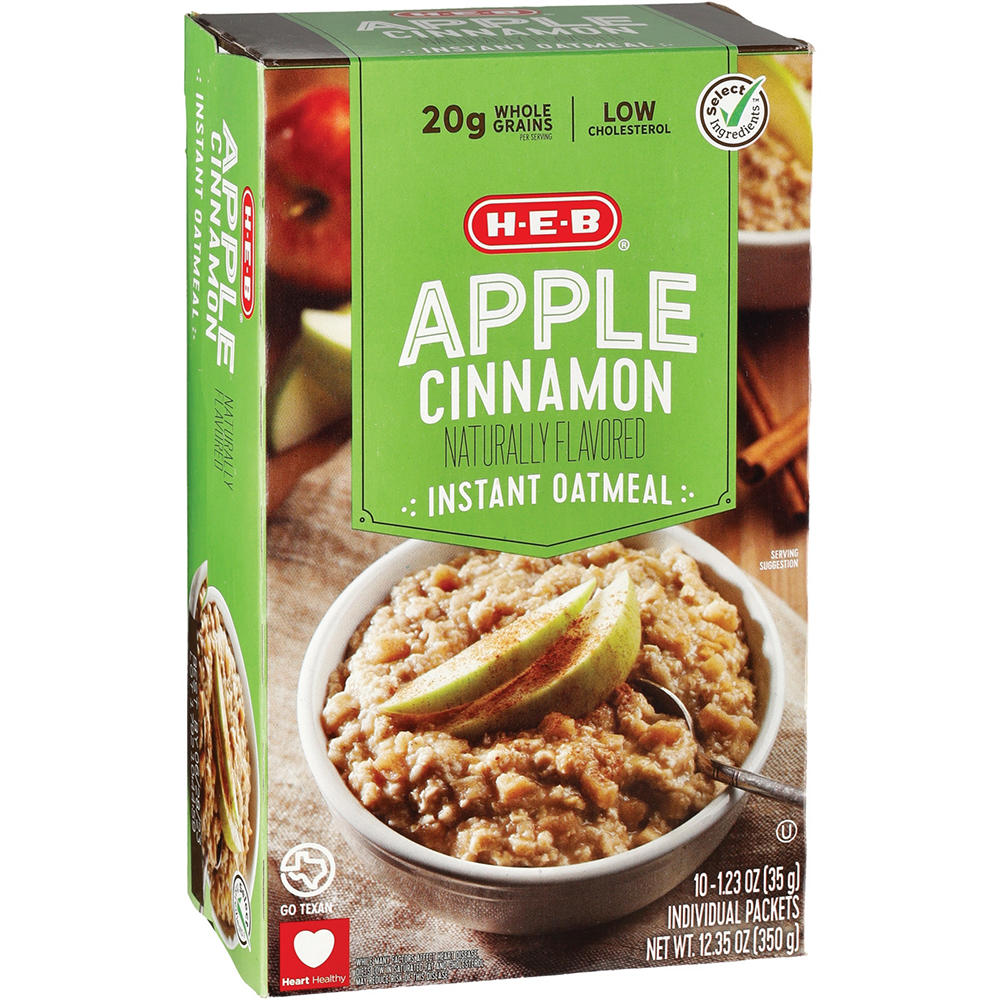 H-E-B Instant Oatmeal - Apple Cinnamon, 10 ct
