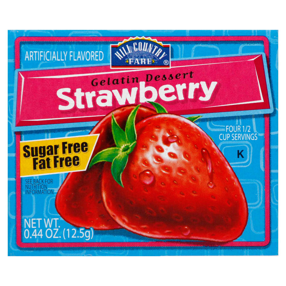 Hill Country Fare Sugar Free Strawberry Gelatin Dessert Mix, 0.44 oz