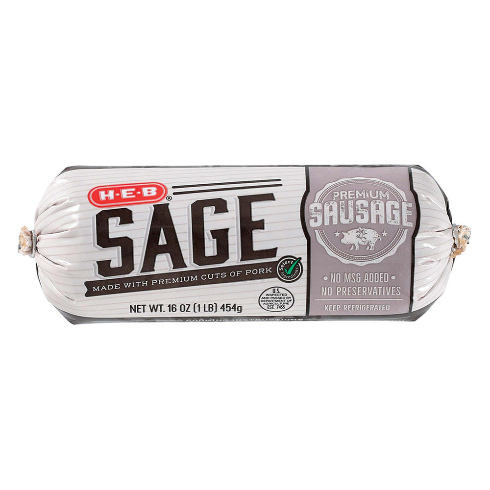 H-E-B Premium Pork Breakfast Sausage - Sage, 16 oz