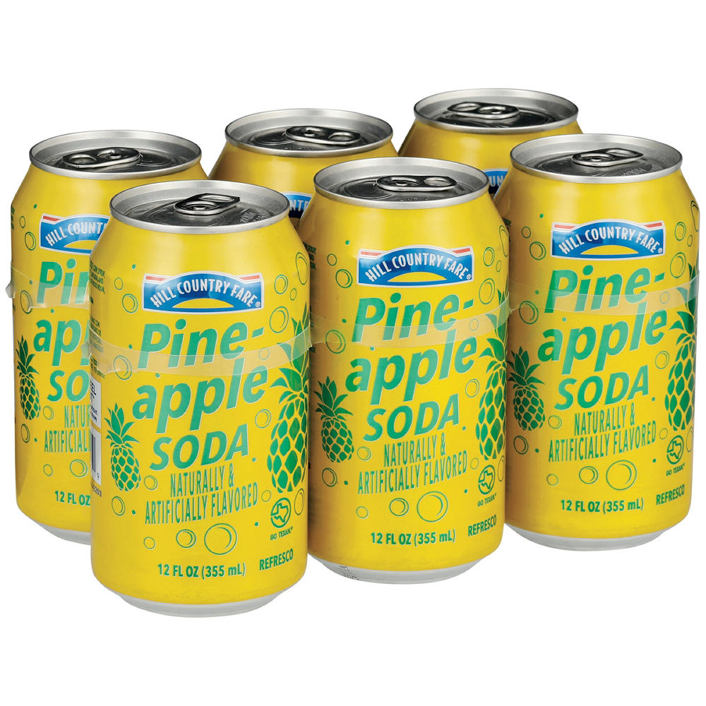 Hill Country Fare Pineapple Soda 6 pk Cans, 12 oz