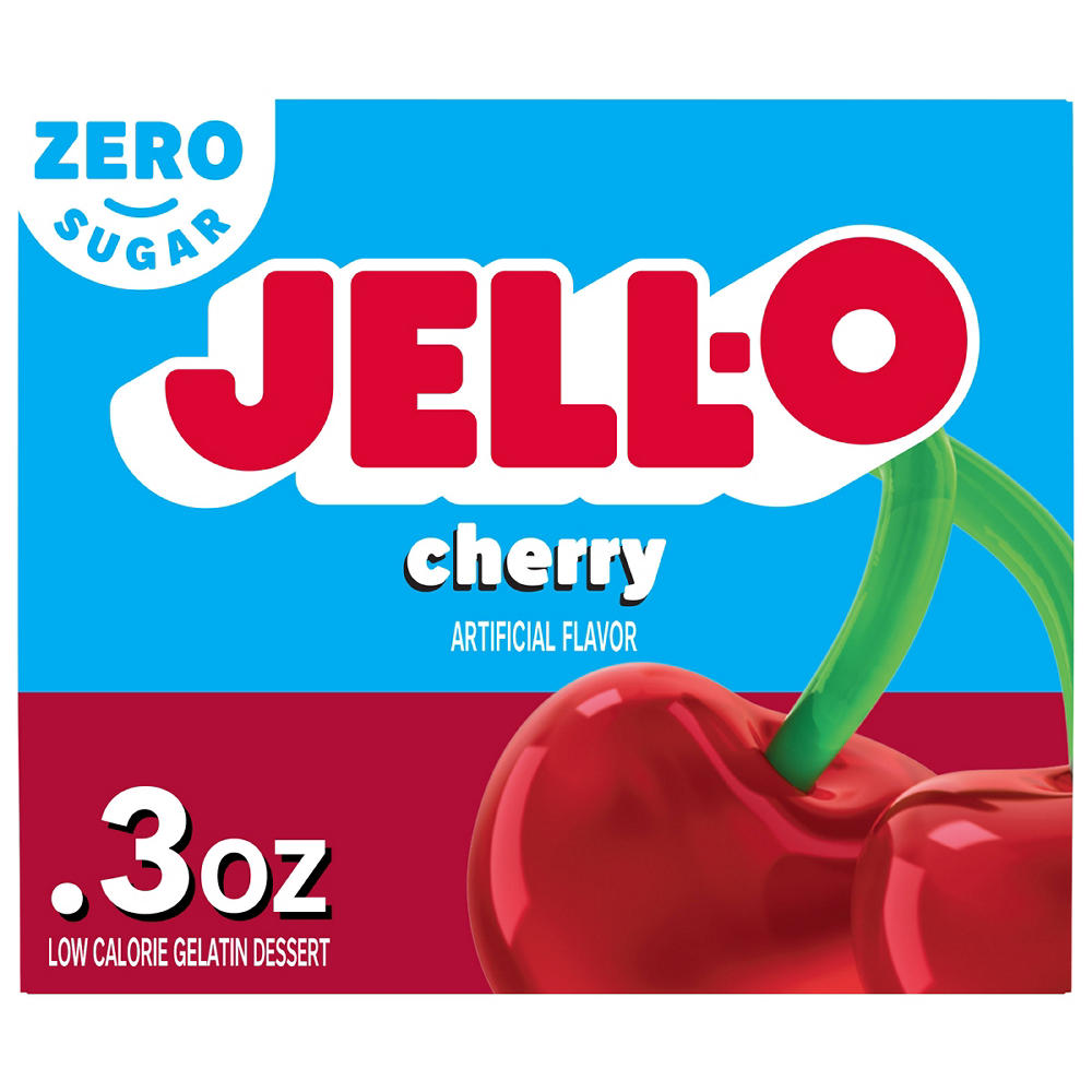 Jell-O Zero Sugar Cherry Gelatin Dessert Mix, 0.3 oz