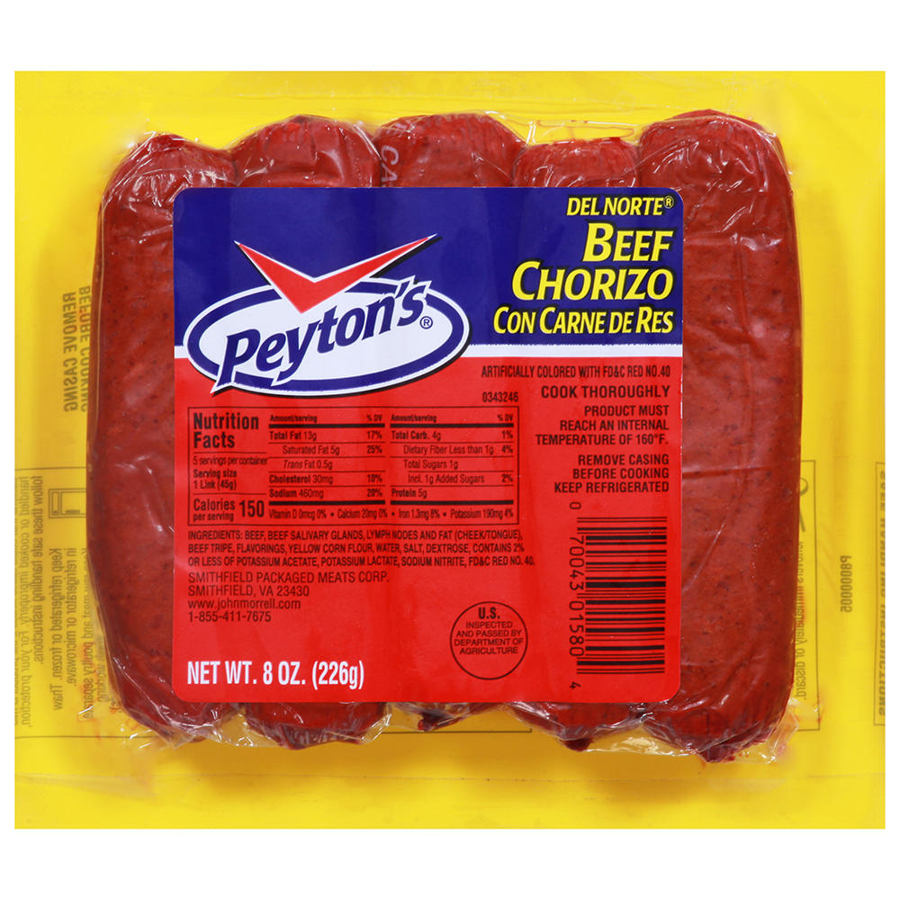 Peyton's Beef Chorizo Sausage Links, 8 oz