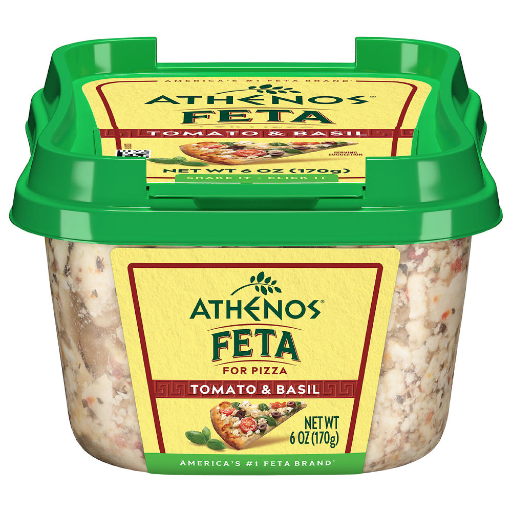 Athenos Feta Cheese Crumbles - Tomato & Basil, 6 oz