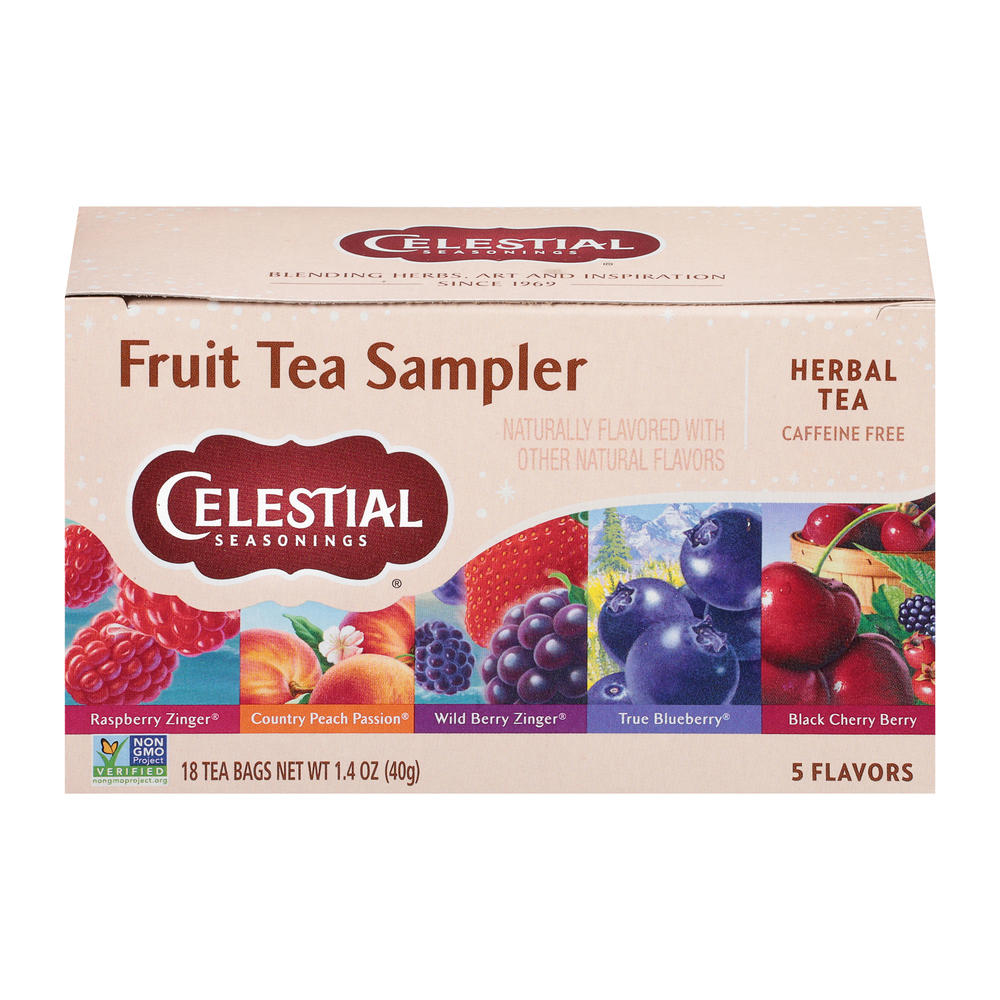 Celestial Seasonings Caffeine Free Fruit Tea Sampler Herbal Tea Bags, 18 ct