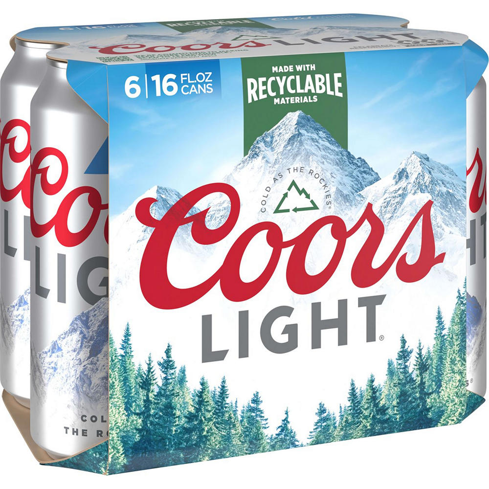 Coors Light Beer 6 pk Cans, 16 oz