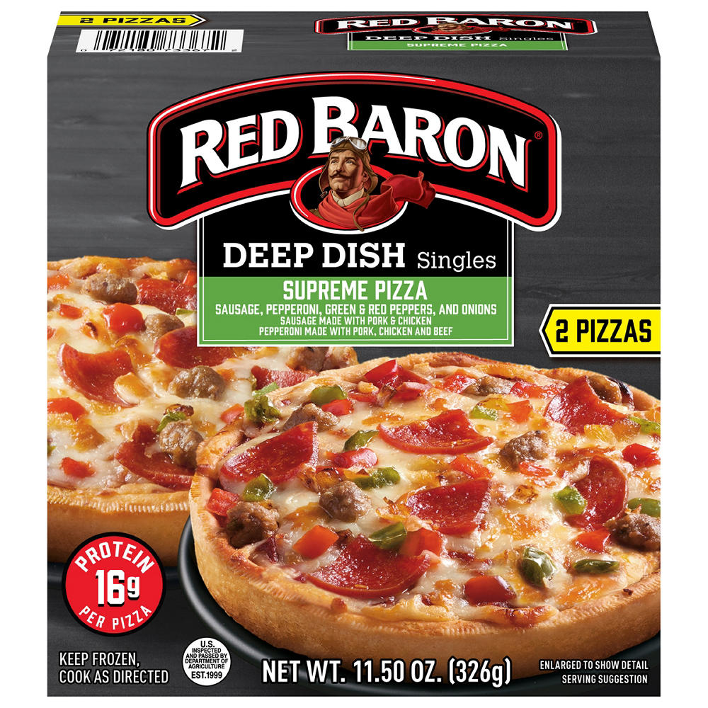 Red Baron Supreme Deep Dish Singles Frozen Personal Pizzas, 2 ct