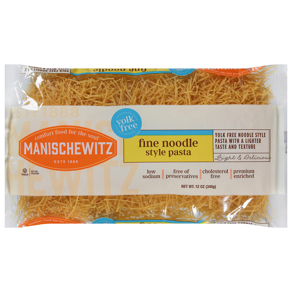 Manischewitz Yolk Free Fine Noodle Style Pasta, 12 oz