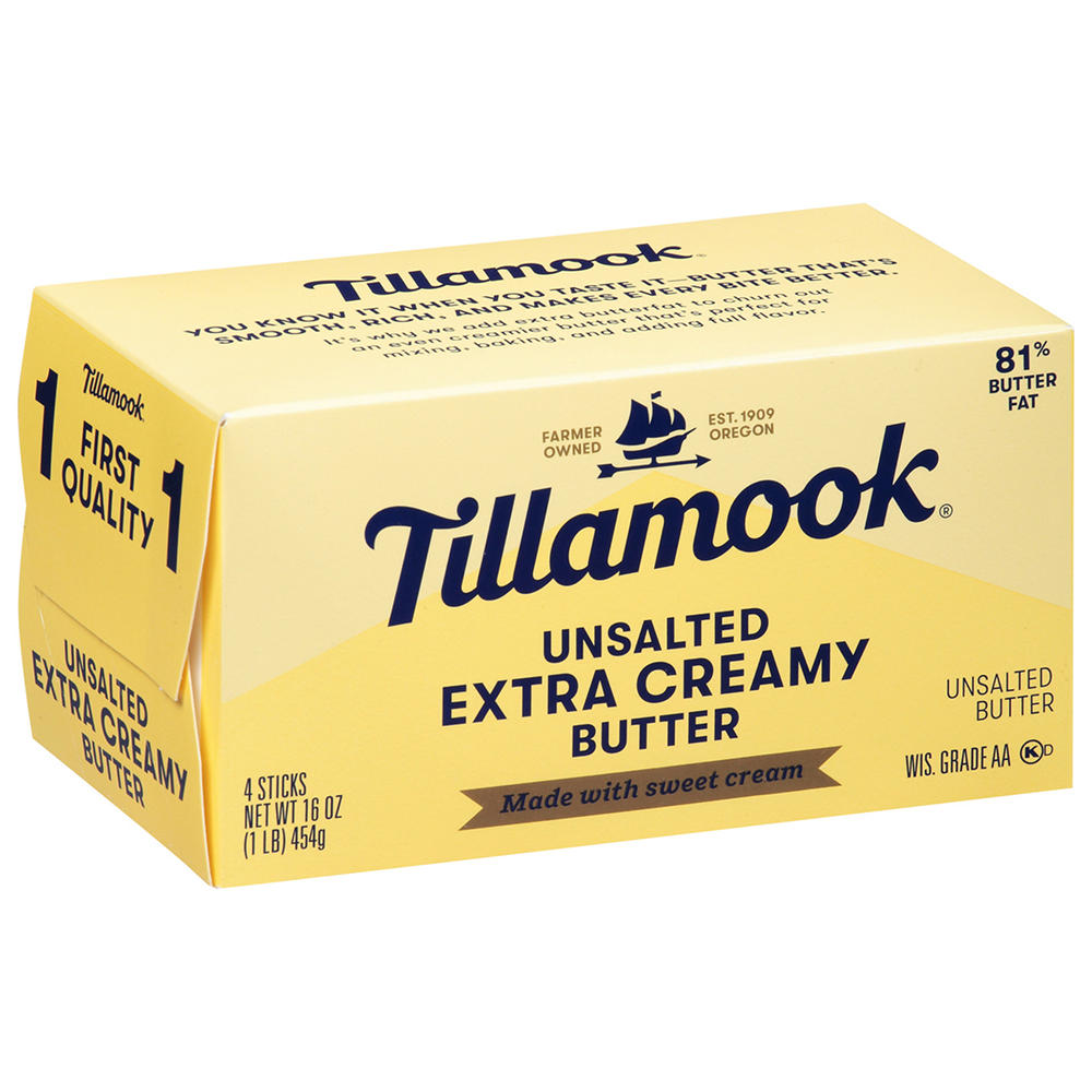 Tillamook Unsalted Extra Creamy Butter Sticks, 4 ct