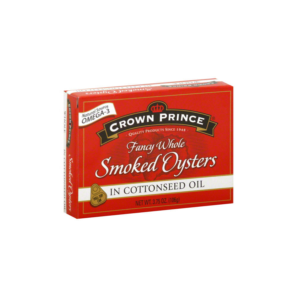 Crown Prince Fancy Whole Smoked Oysters in Cottonseed Oil, 3.75 oz